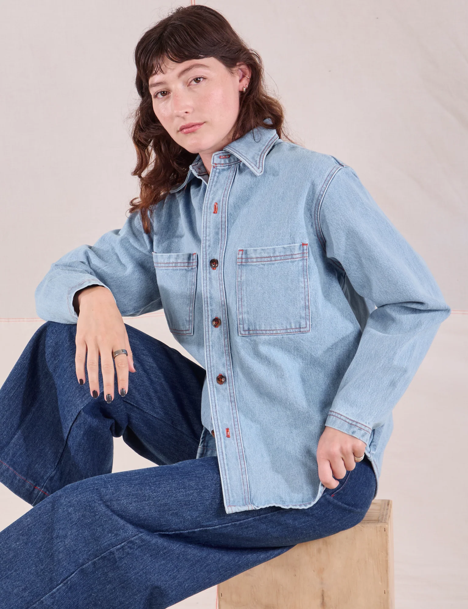 Denim Overshirt - Light Wash - Image 19