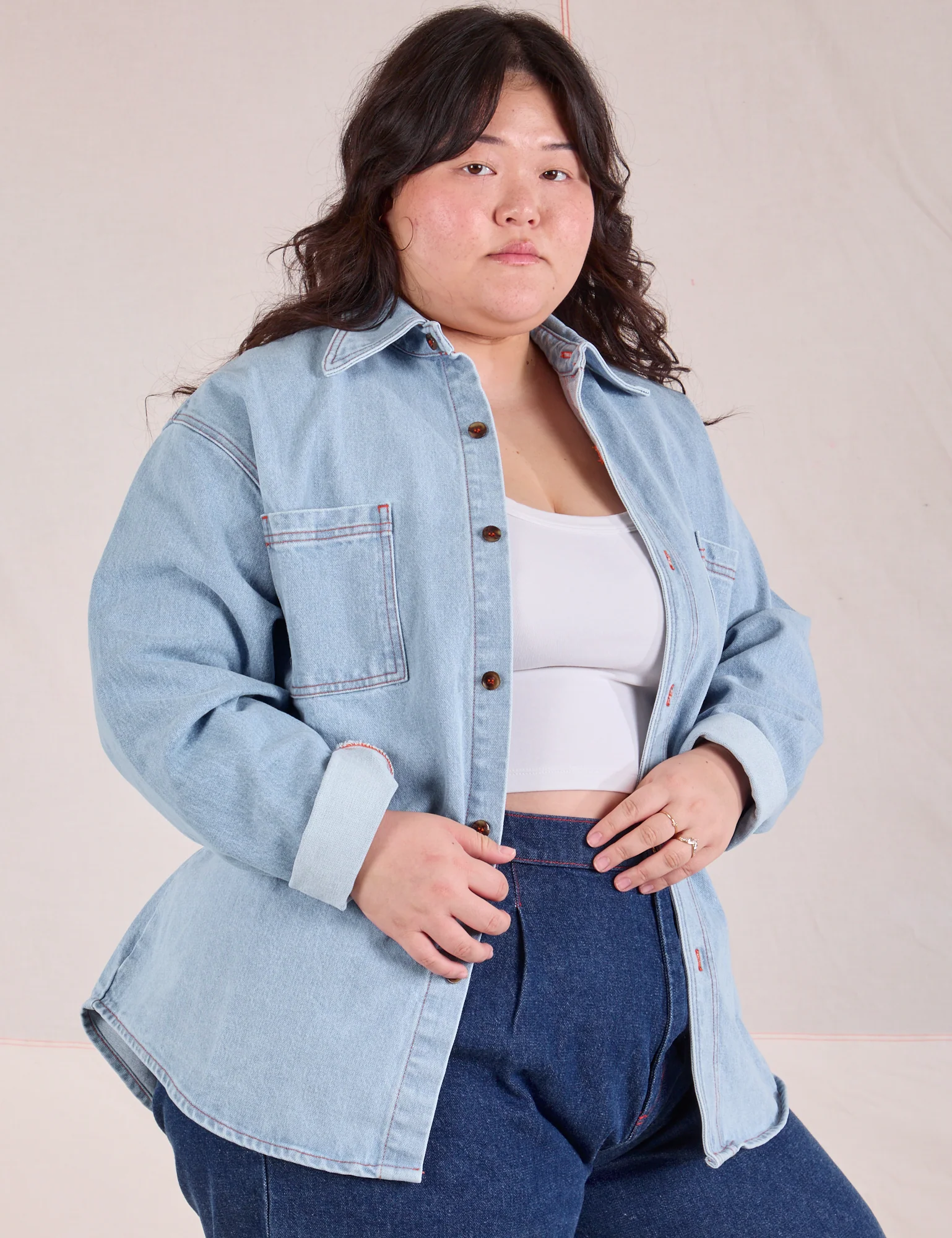 Denim Overshirt - Light Wash - Image 29