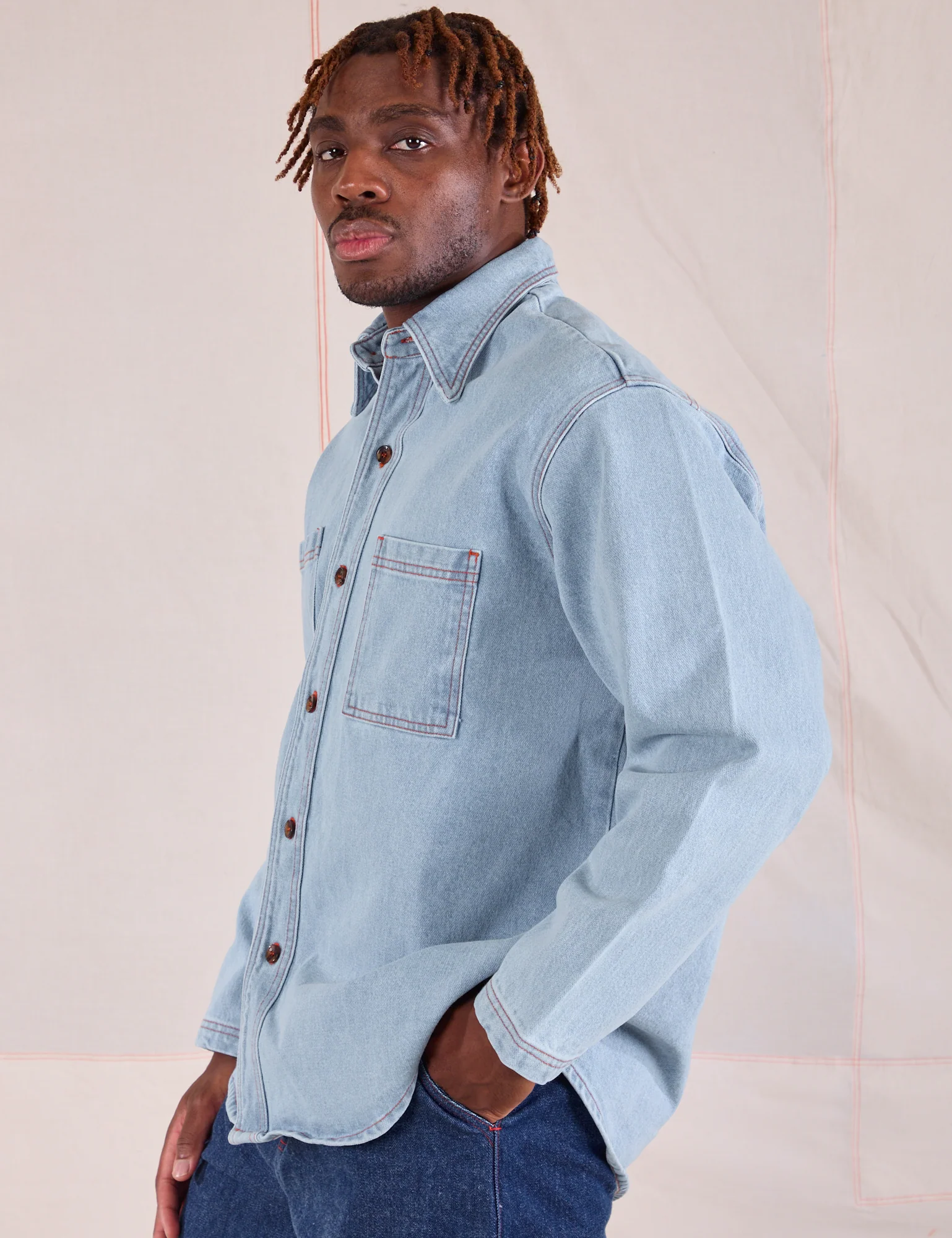 Denim Overshirt - Light Wash - Image 9