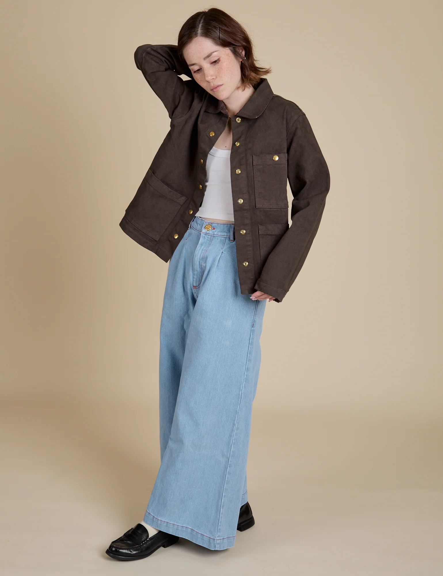 Denim Work Jacket - Espresso Brown - Image 10