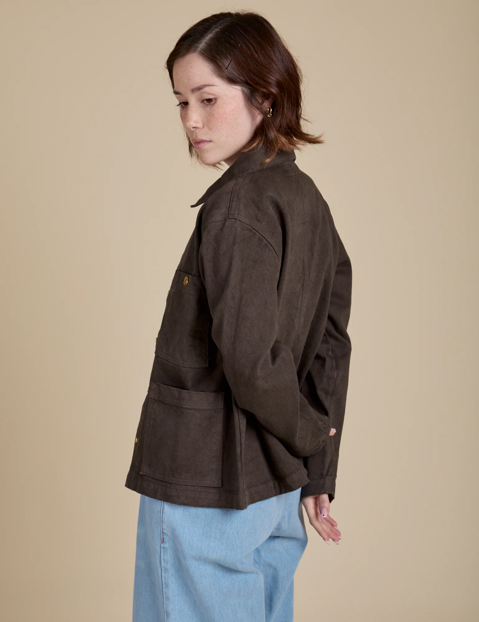 Denim Work Jacket - Espresso Brown - Image 13