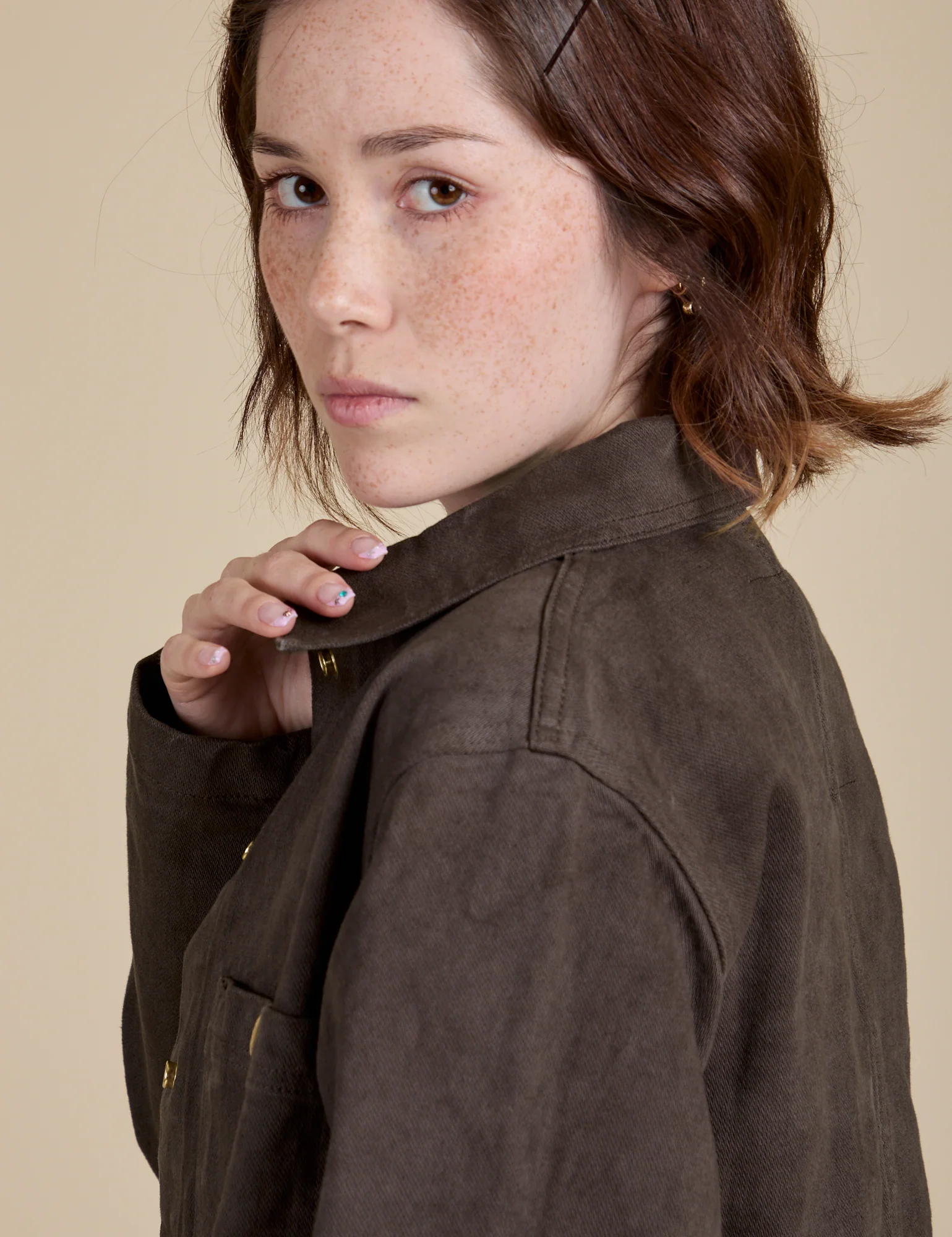 Denim Work Jacket - Espresso Brown - Image 14