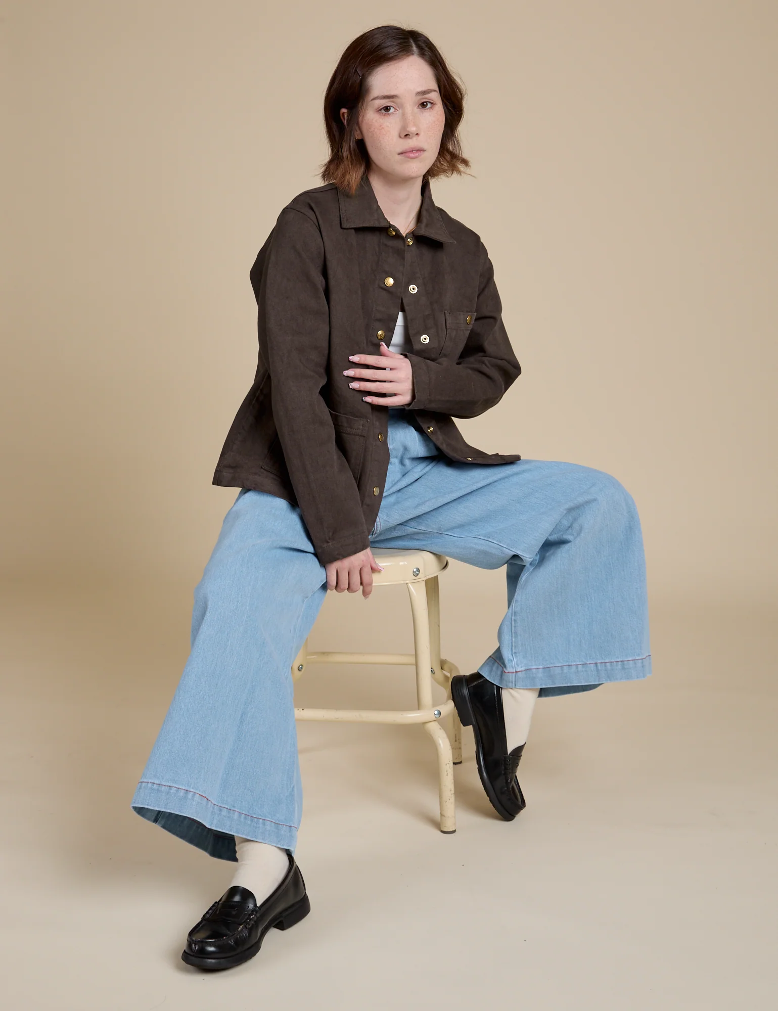 Denim Work Jacket - Espresso Brown - Image 16