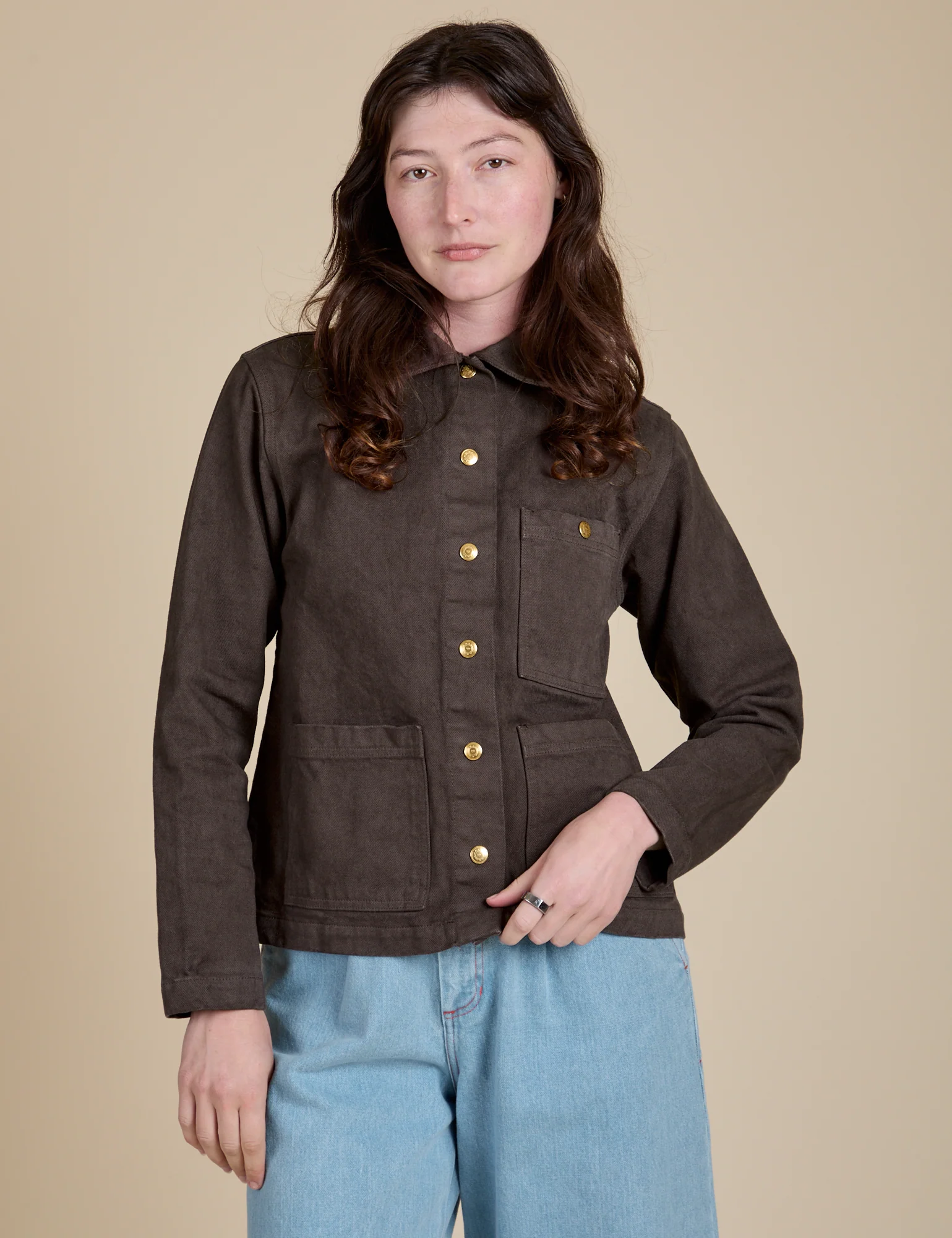 Denim Work Jacket - Espresso Brown - Image 17