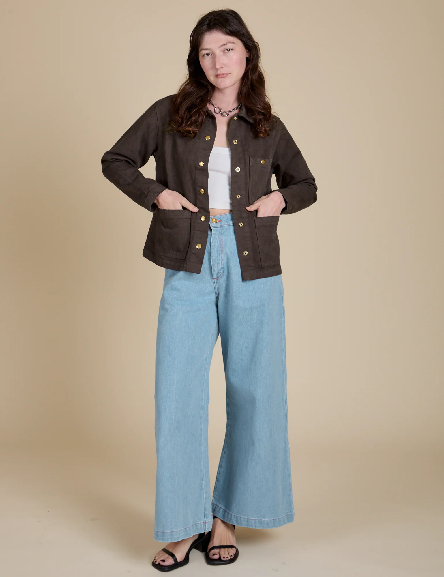 Denim Work Jacket - Espresso Brown - Image 18
