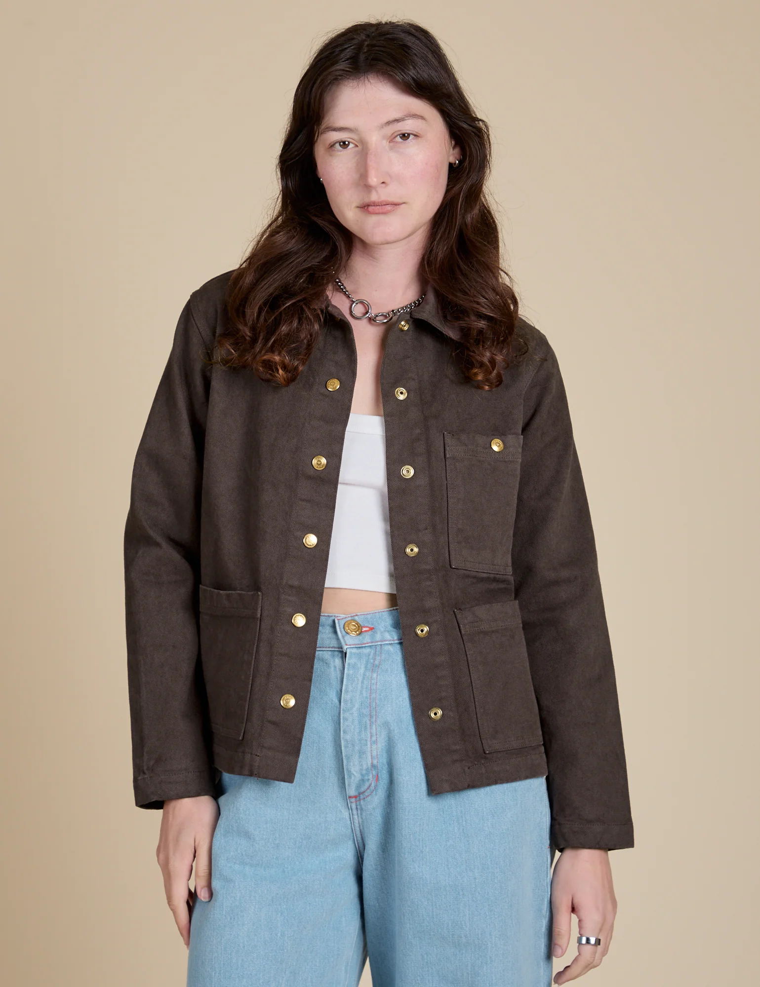 Denim Work Jacket - Espresso Brown - Image 19
