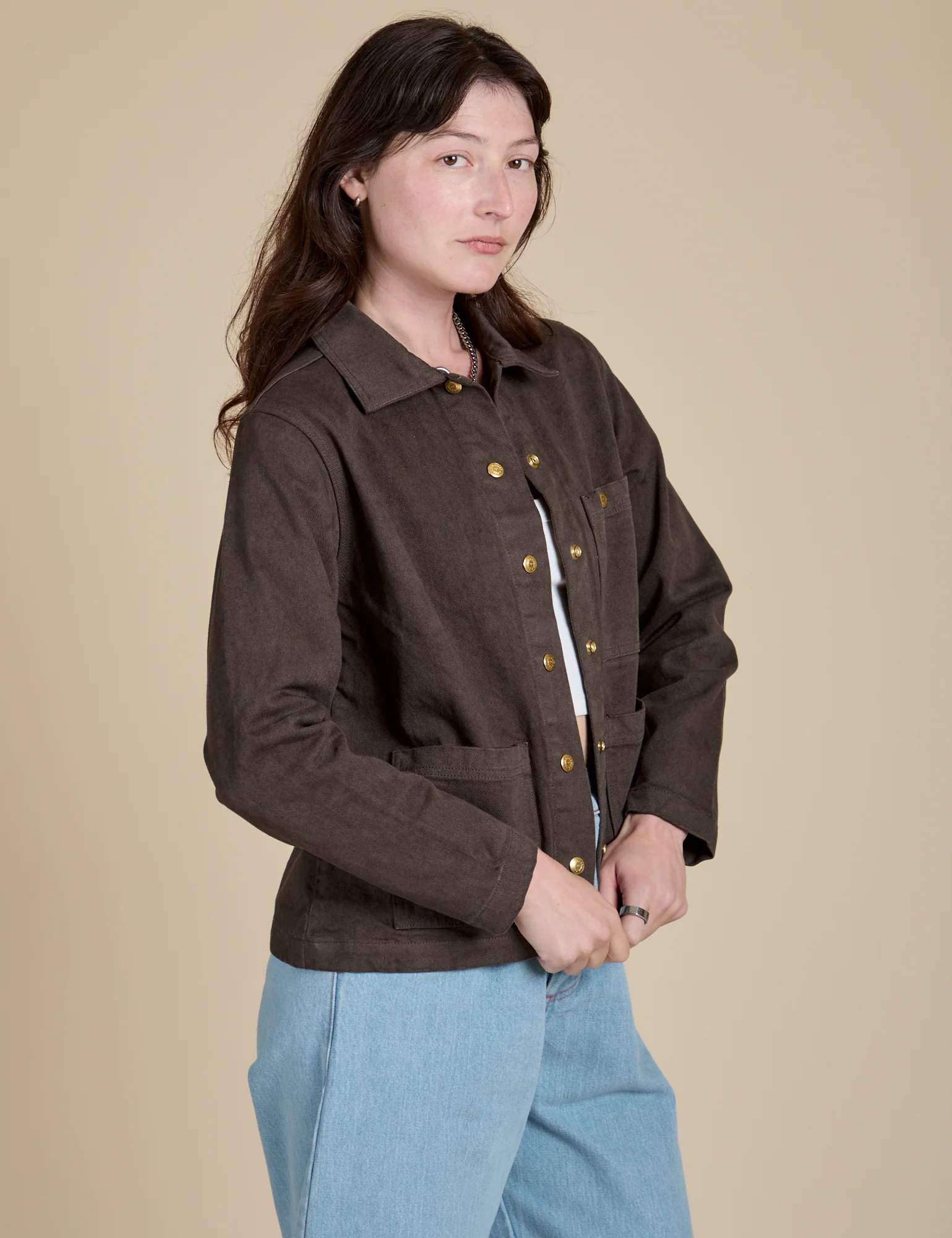 Denim Work Jacket - Espresso Brown - Image 20