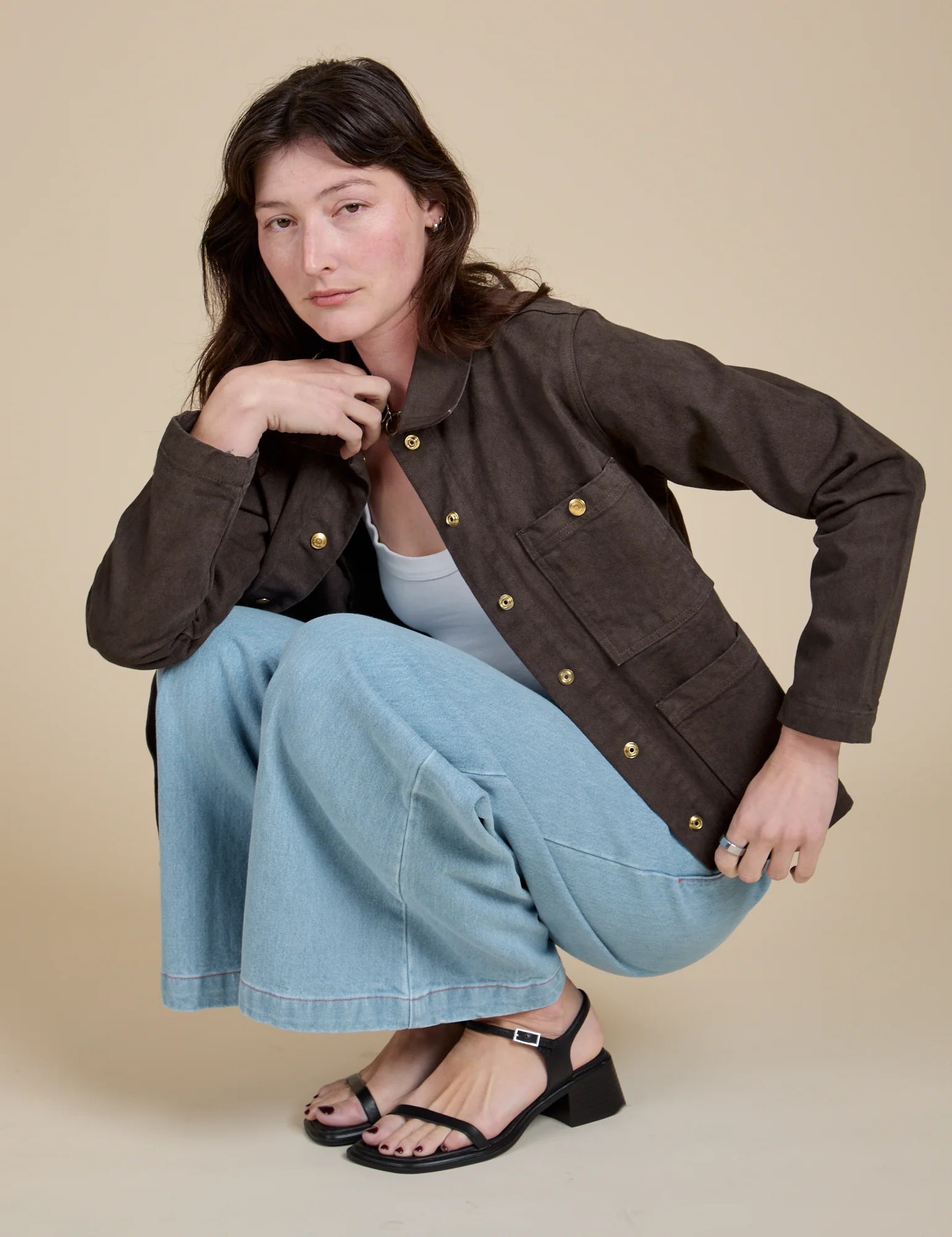 Denim Work Jacket - Espresso Brown - Image 23