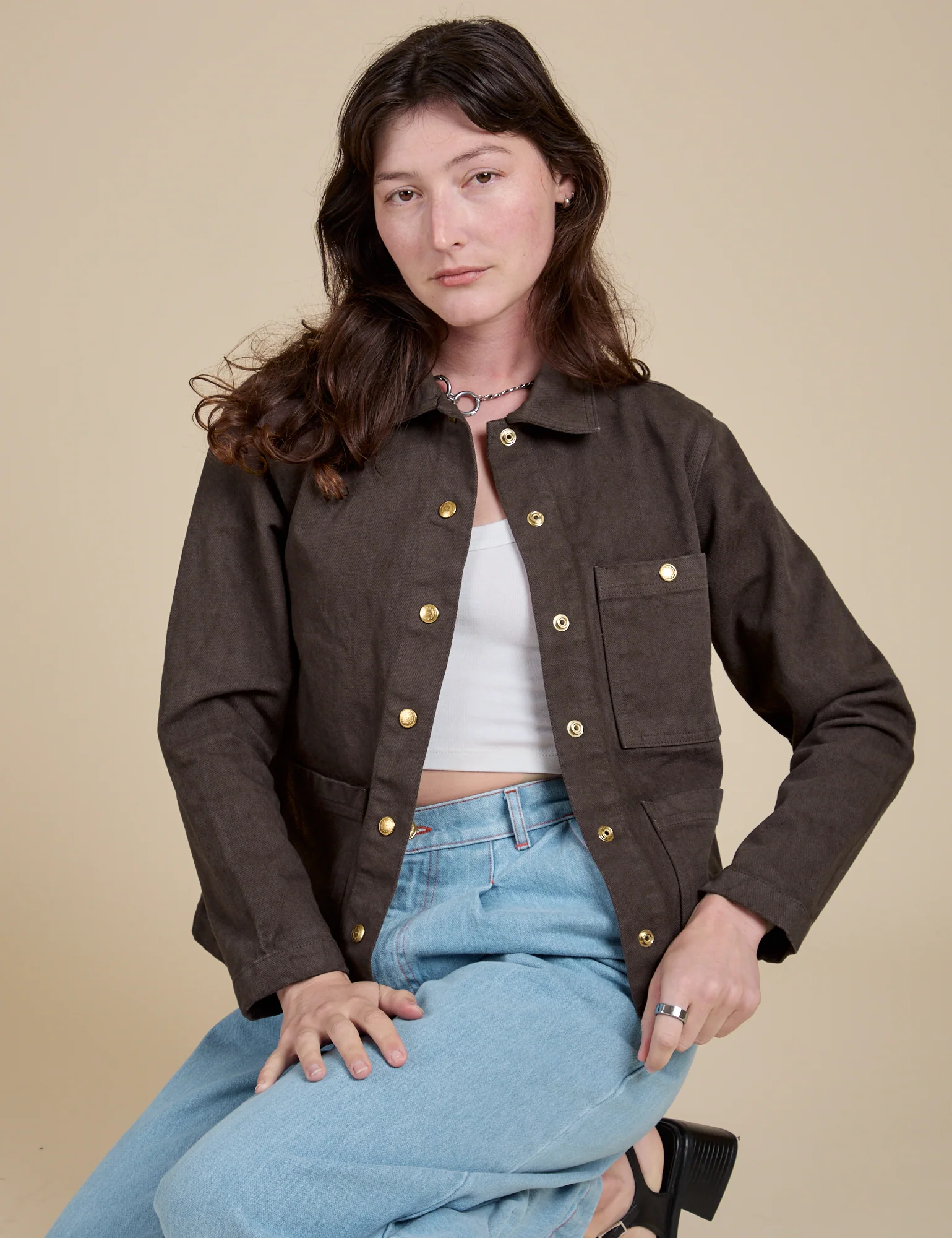 Denim Work Jacket - Espresso Brown - Image 24