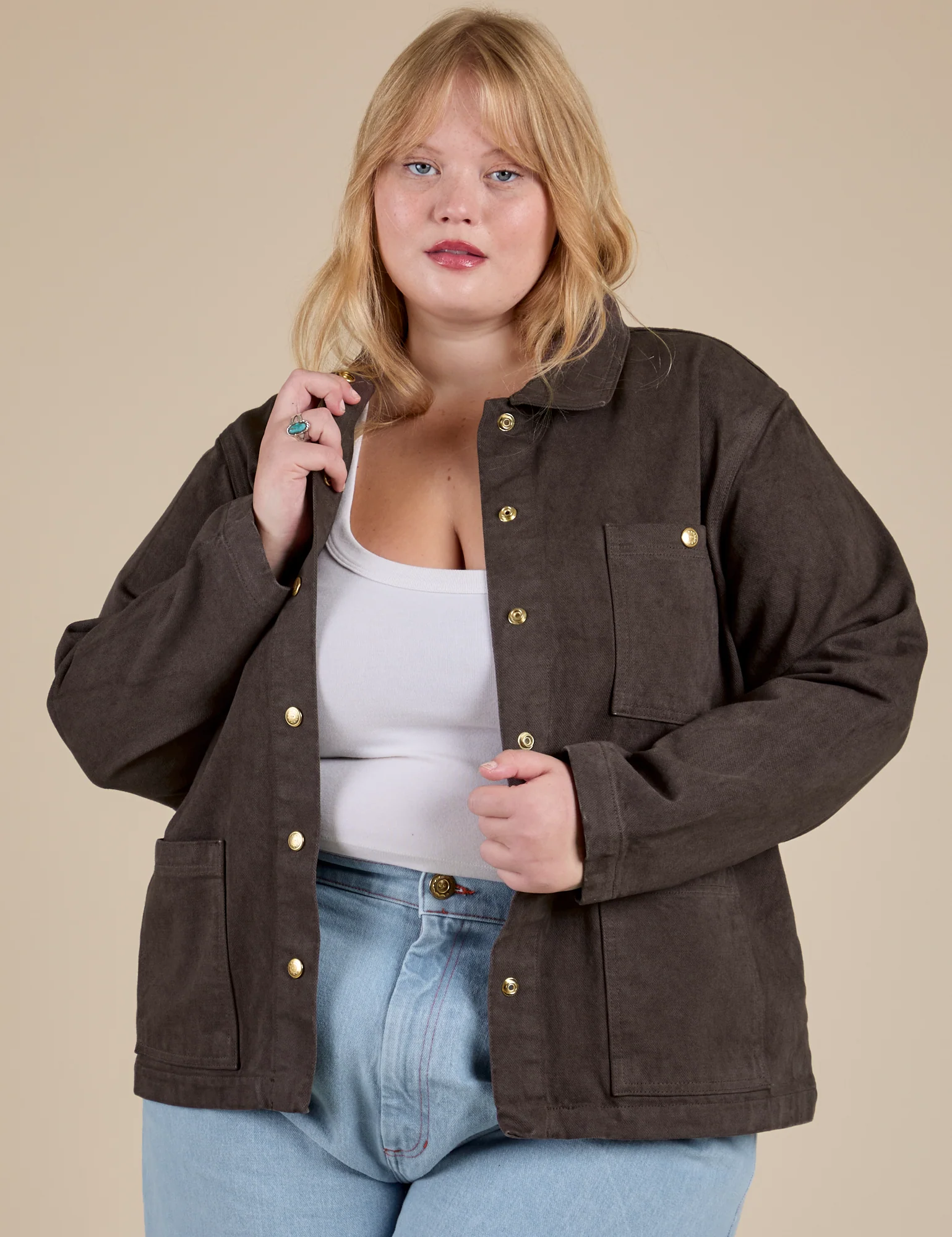 Denim Work Jacket - Espresso Brown - Image 3