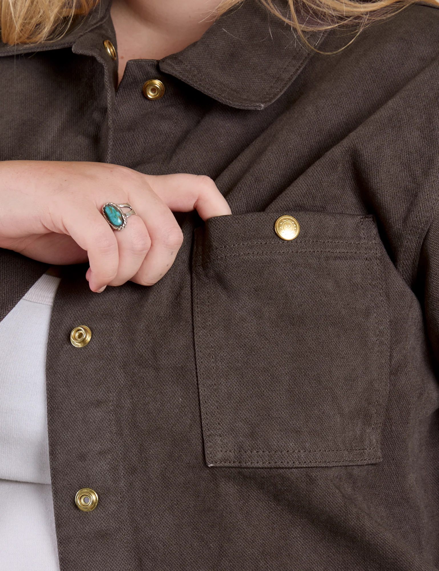 Denim Work Jacket - Espresso Brown - Image 6