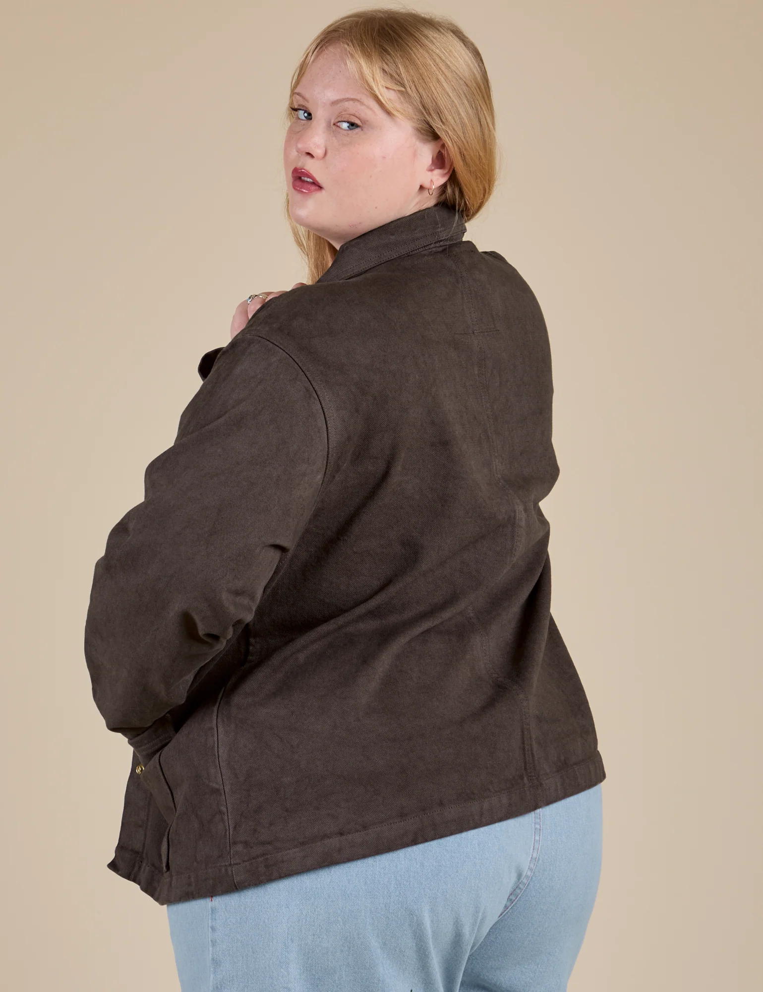 Denim Work Jacket - Espresso Brown - Image 7