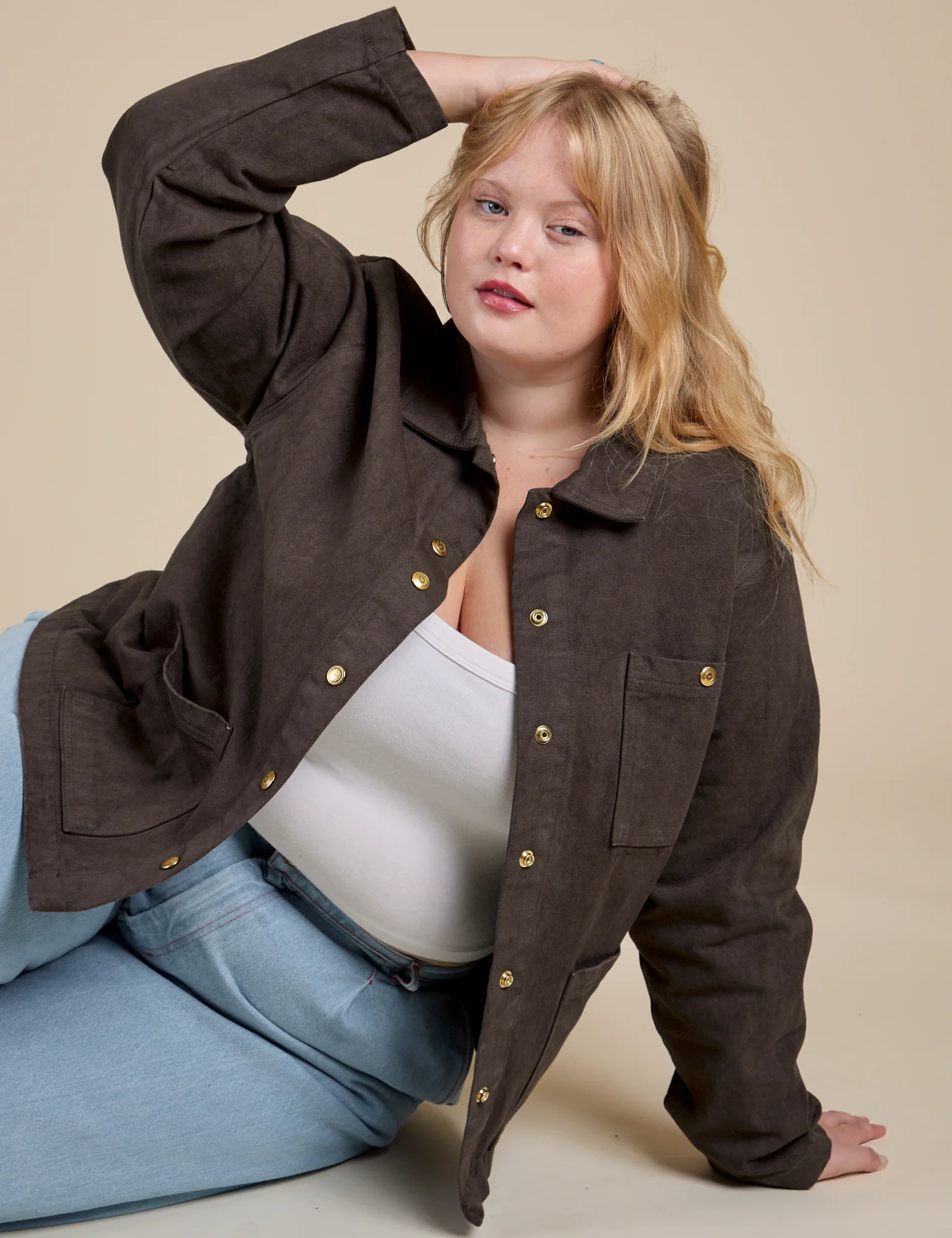 Denim Work Jacket - Espresso Brown - Image 8