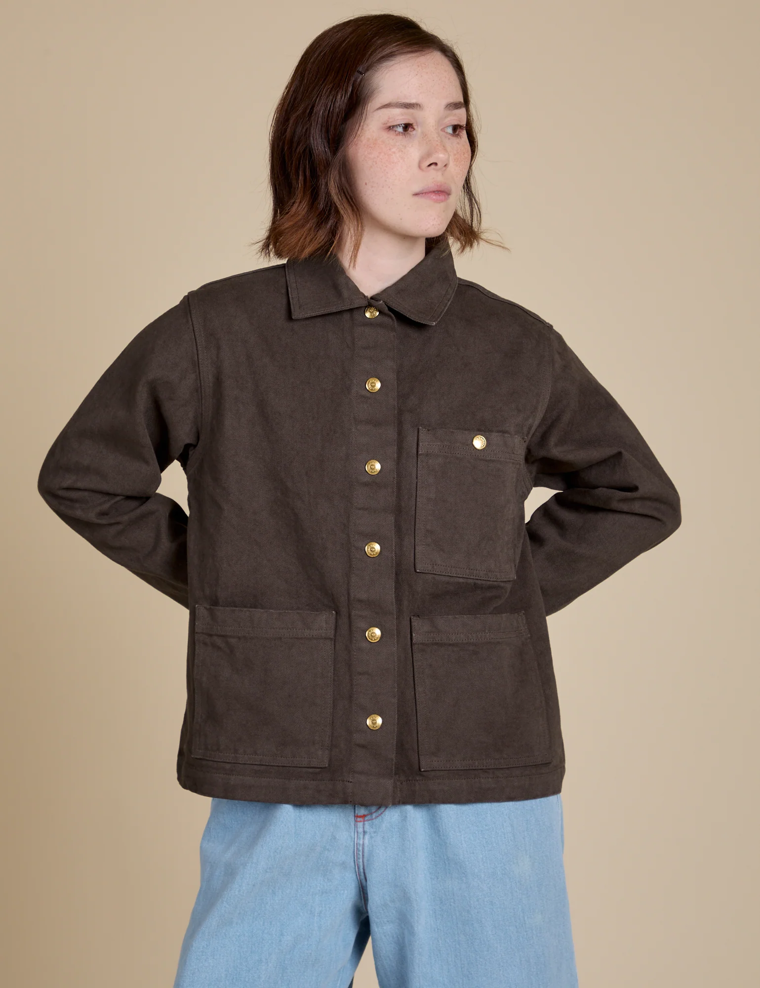 Denim Work Jacket - Espresso Brown - Image 9