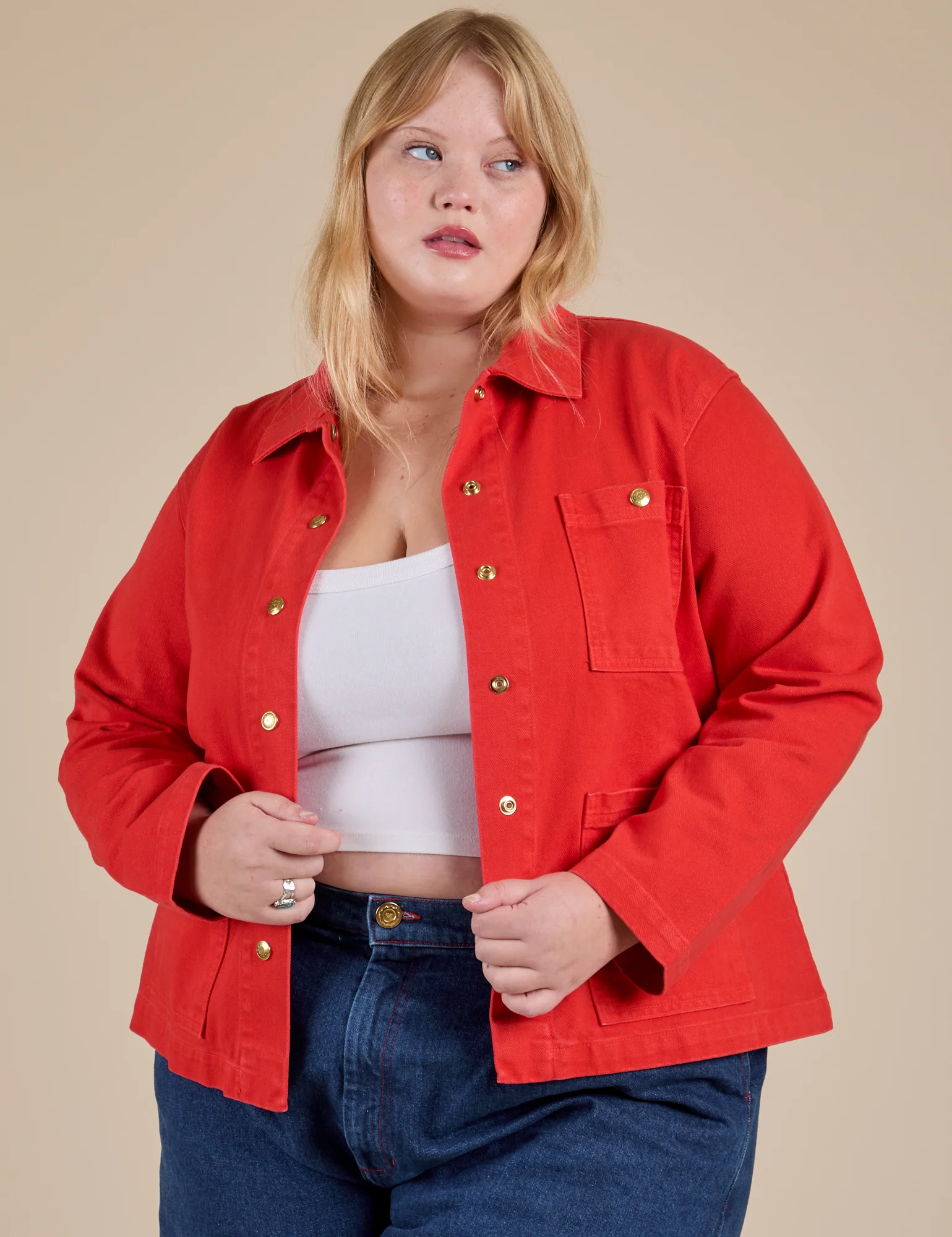 Denim Work Jacket - Mustang Red - Image 11