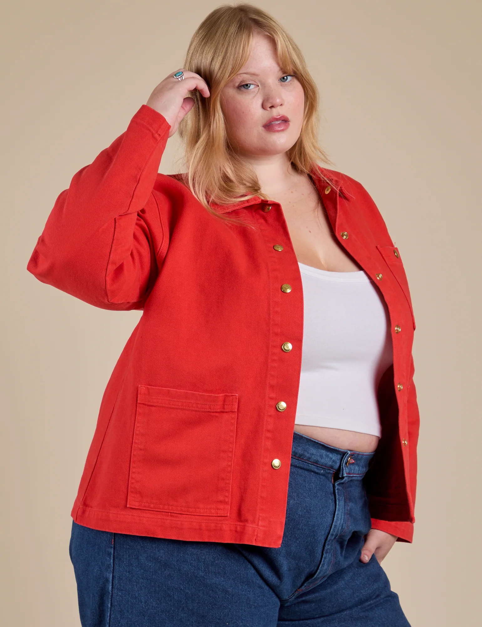 Denim Work Jacket - Mustang Red - Image 13
