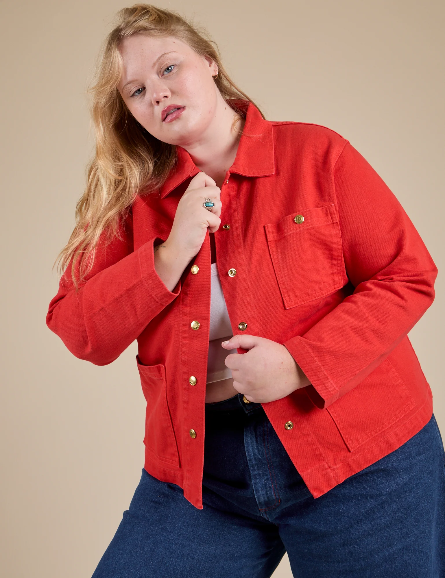 Denim Work Jacket - Mustang Red - Image 18