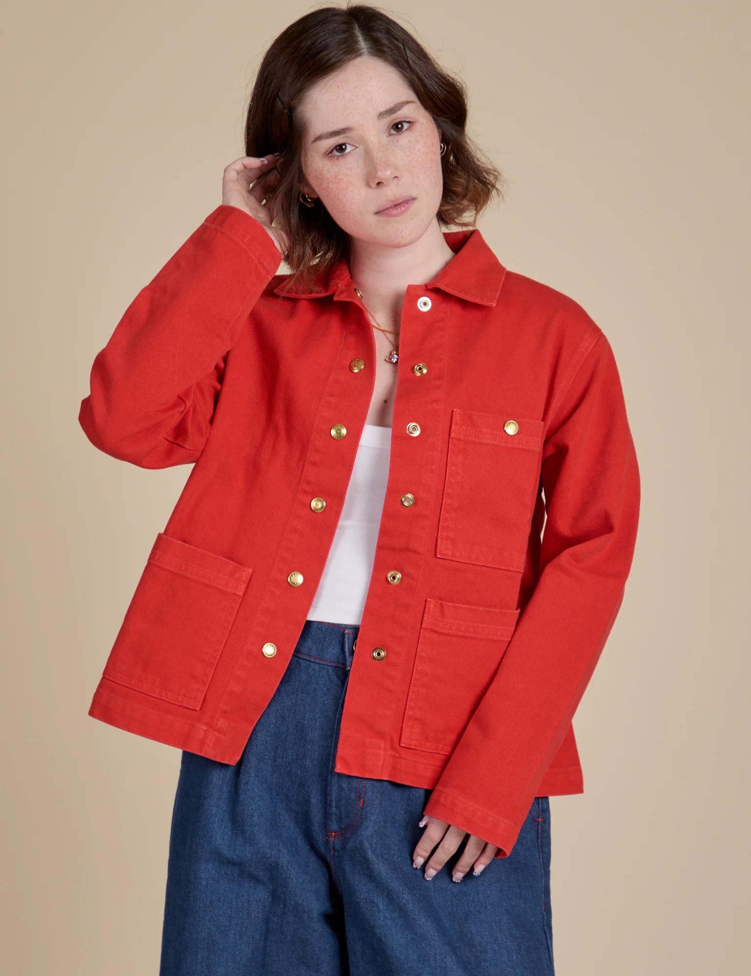 Denim Work Jacket - Mustang Red - Image 19
