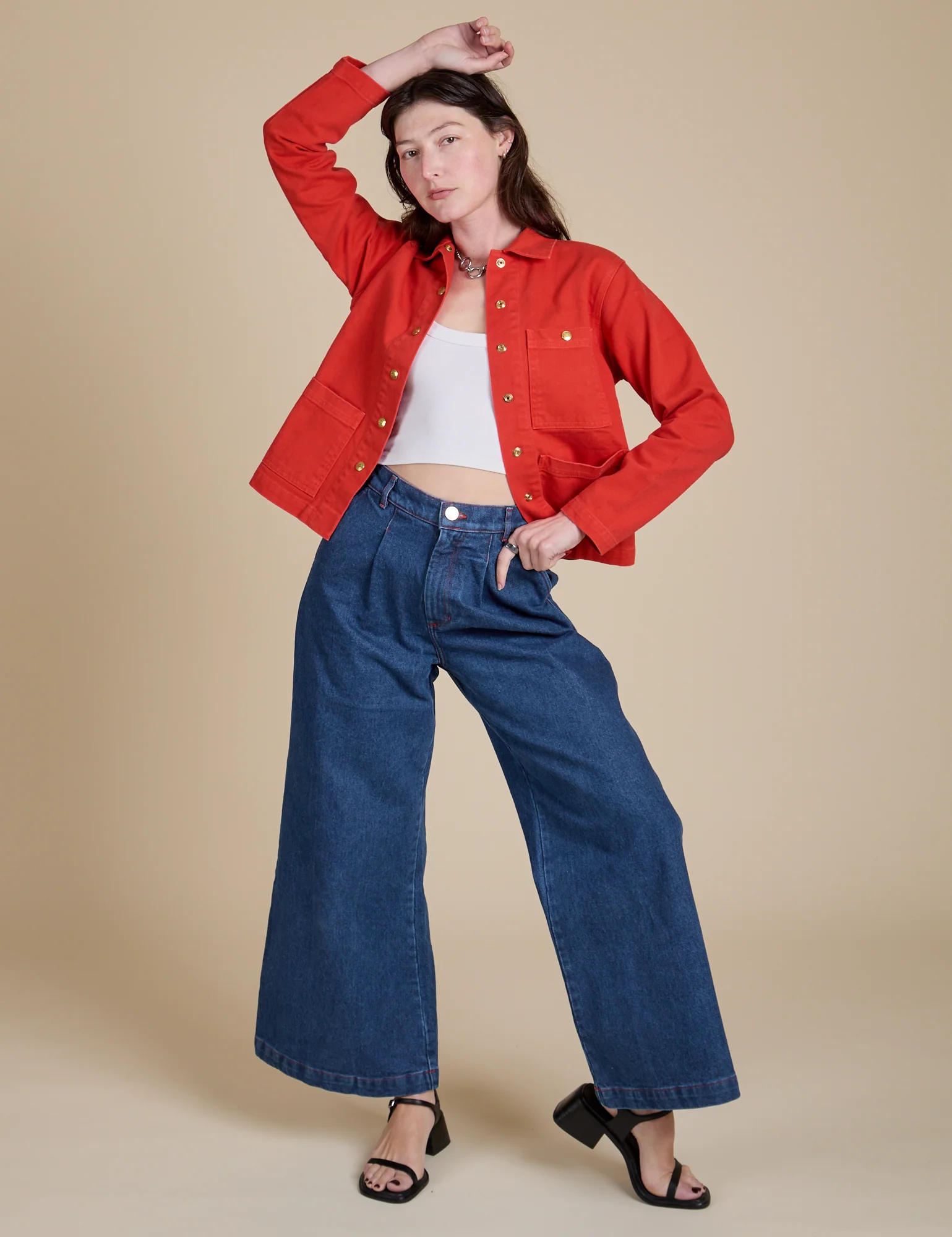 Denim Work Jacket - Mustang Red - Image 7