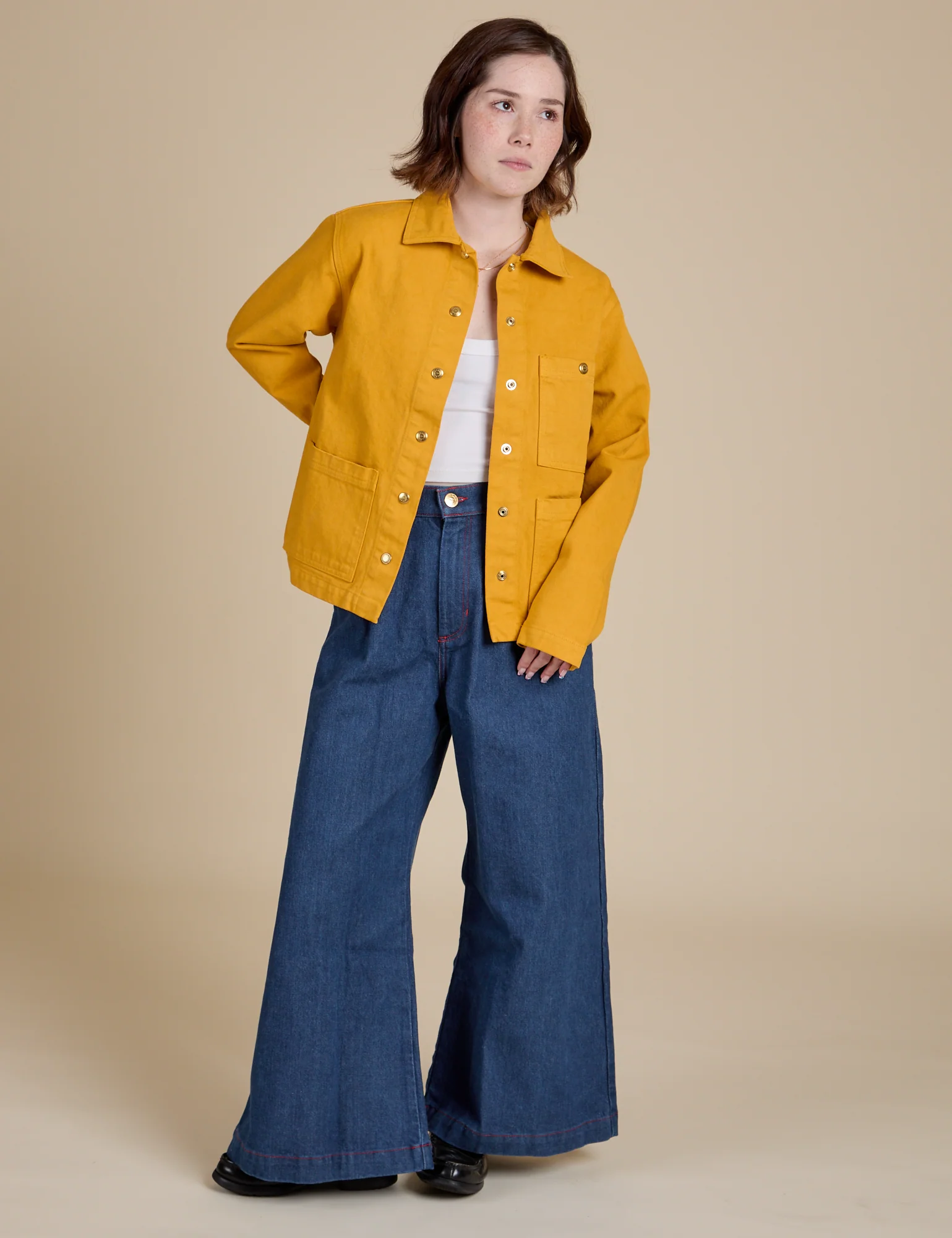Denim Work Jacket - Mustard Yellow - Image 10