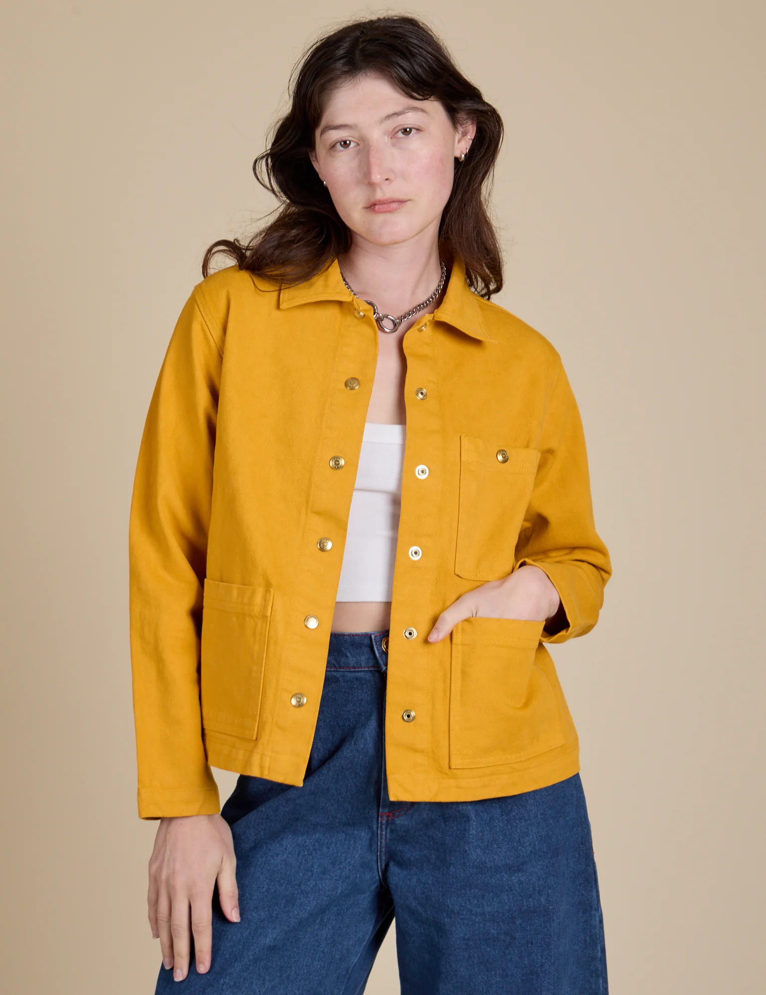 Denim Work Jacket - Mustard Yellow - Image 17