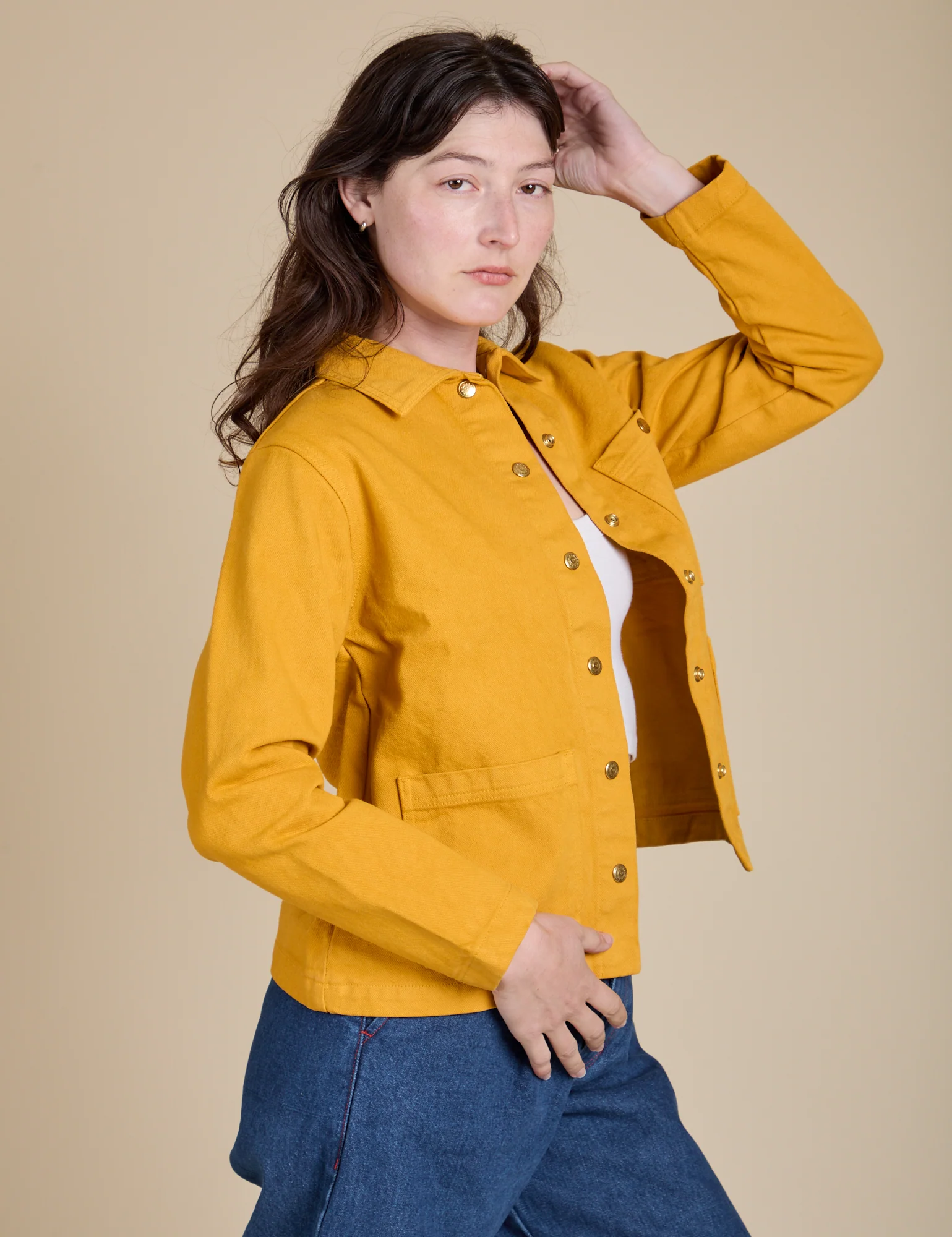 Denim Work Jacket - Mustard Yellow - Image 19
