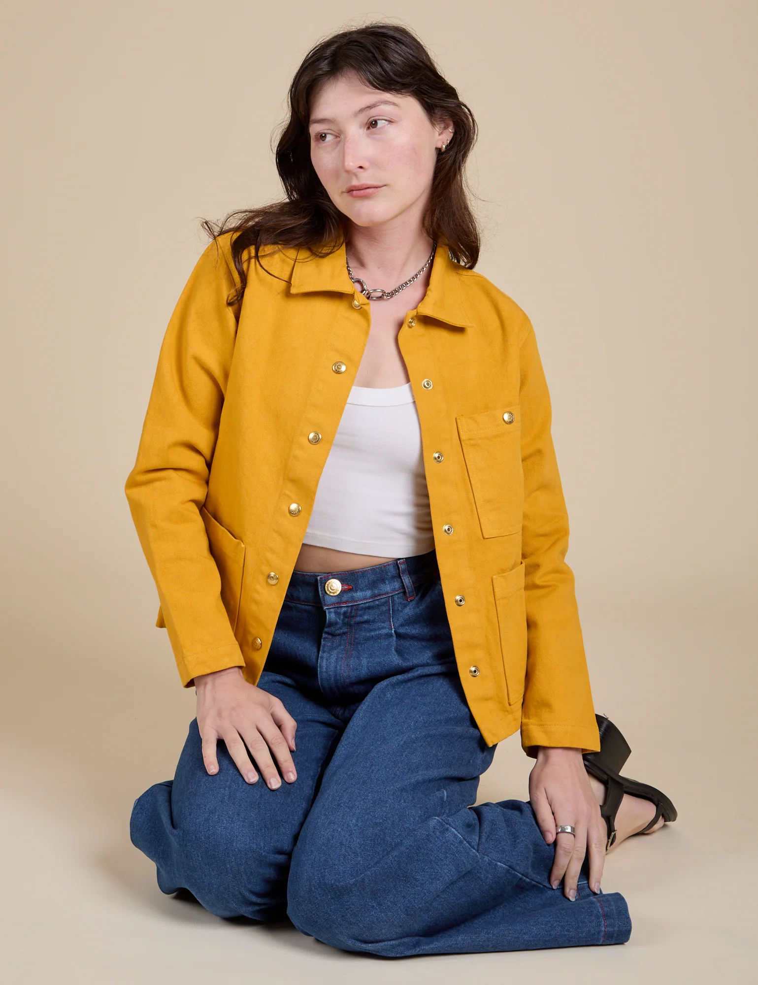 Denim Work Jacket - Mustard Yellow - Image 24