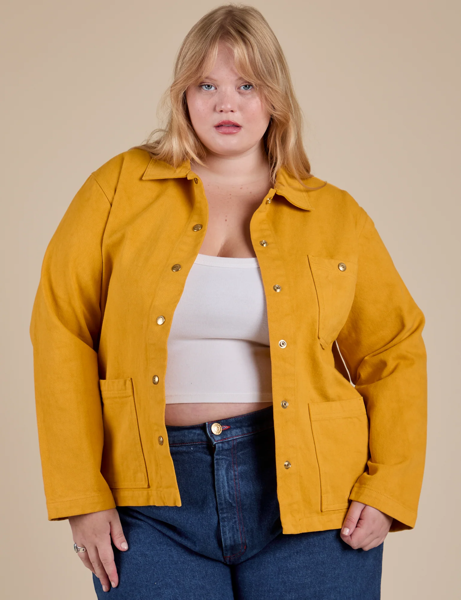 Denim Work Jacket - Mustard Yellow - Image 3