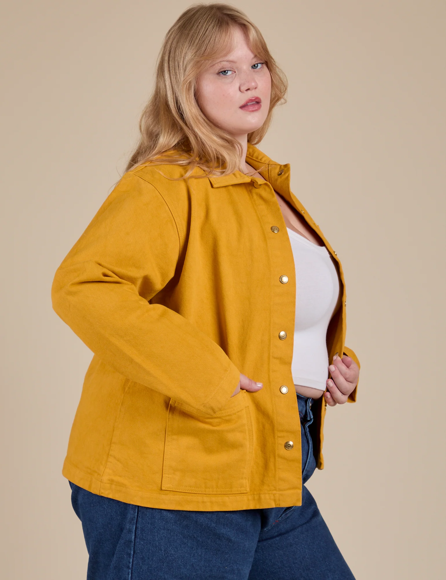 Denim Work Jacket - Mustard Yellow - Image 5