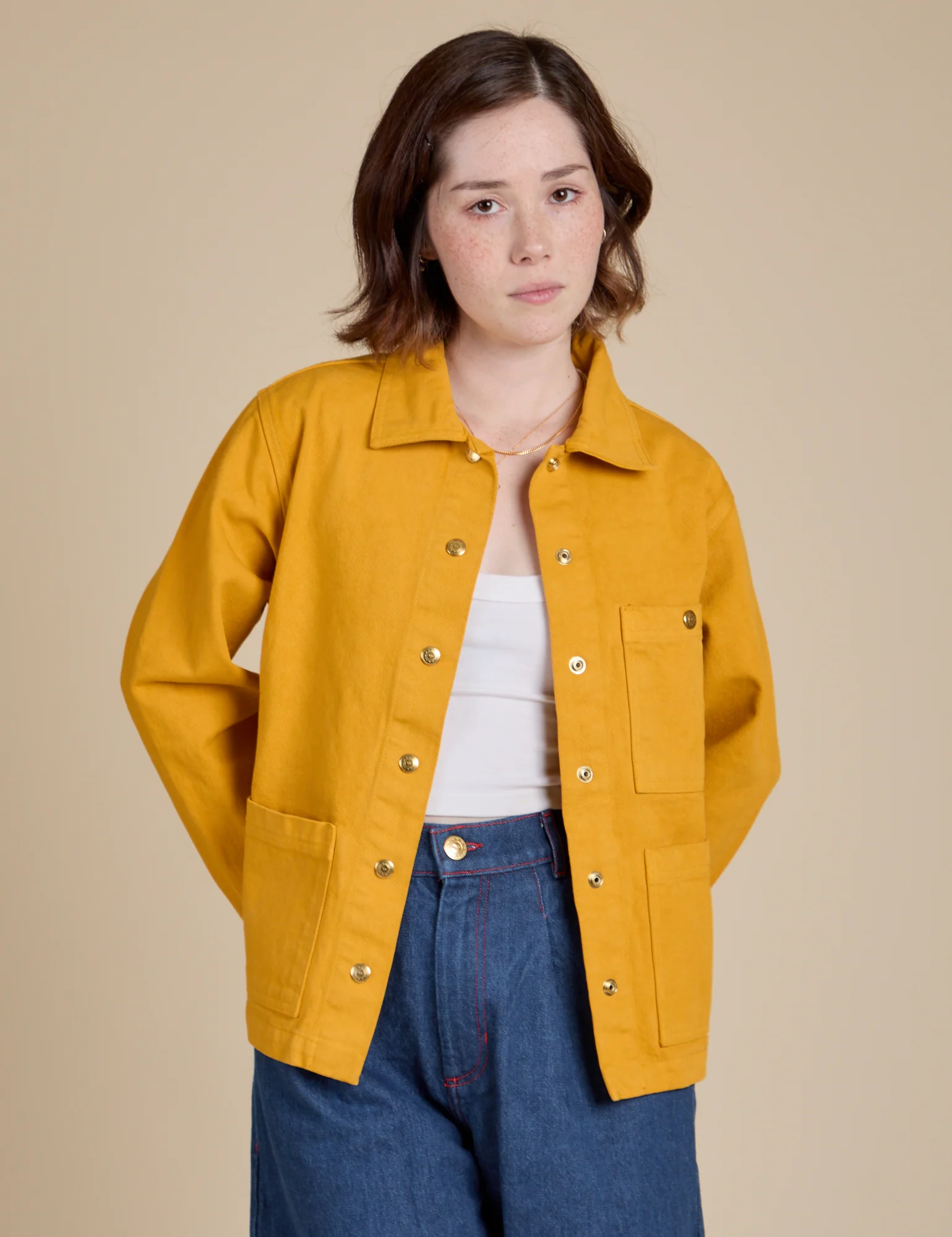 Denim Work Jacket - Mustard Yellow - Image 9