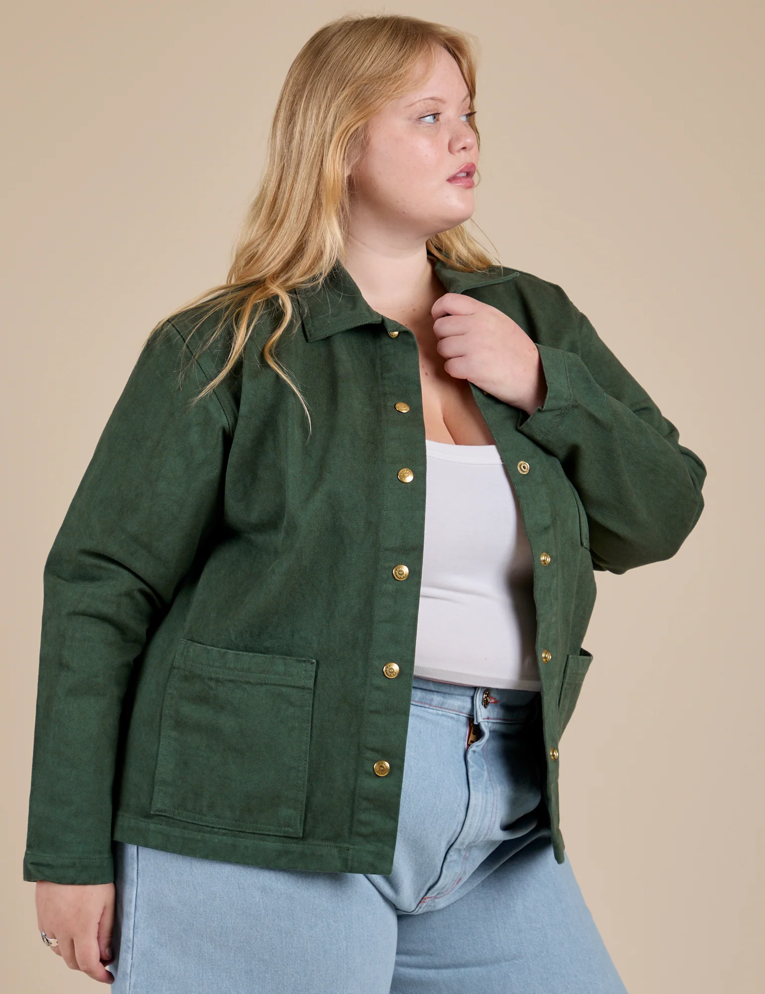 Denim Work Jacket - Swamp Green - Image 13