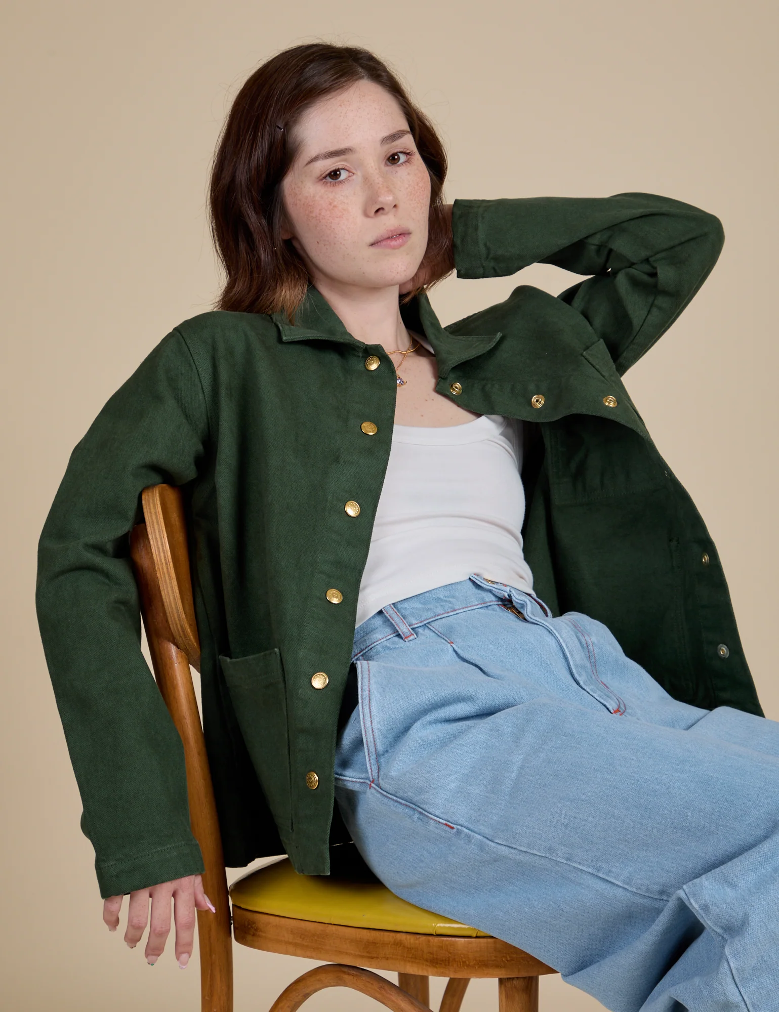 Denim Work Jacket - Swamp Green - Image 22