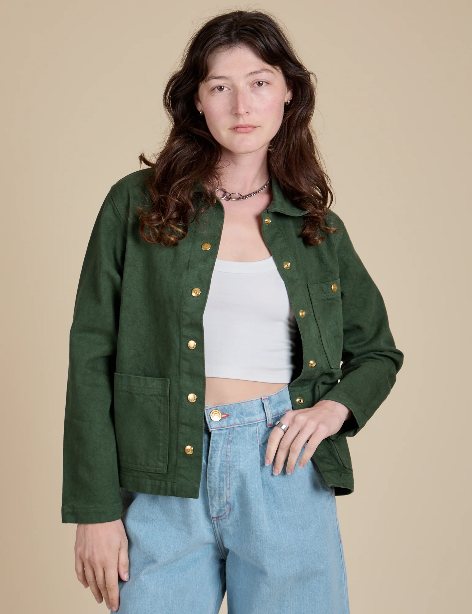 Denim Work Jacket - Swamp Green - Image 3