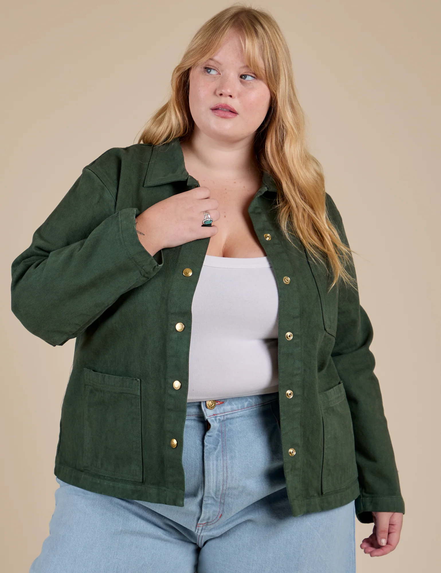 Denim Work Jacket - Swamp Green - Image 9