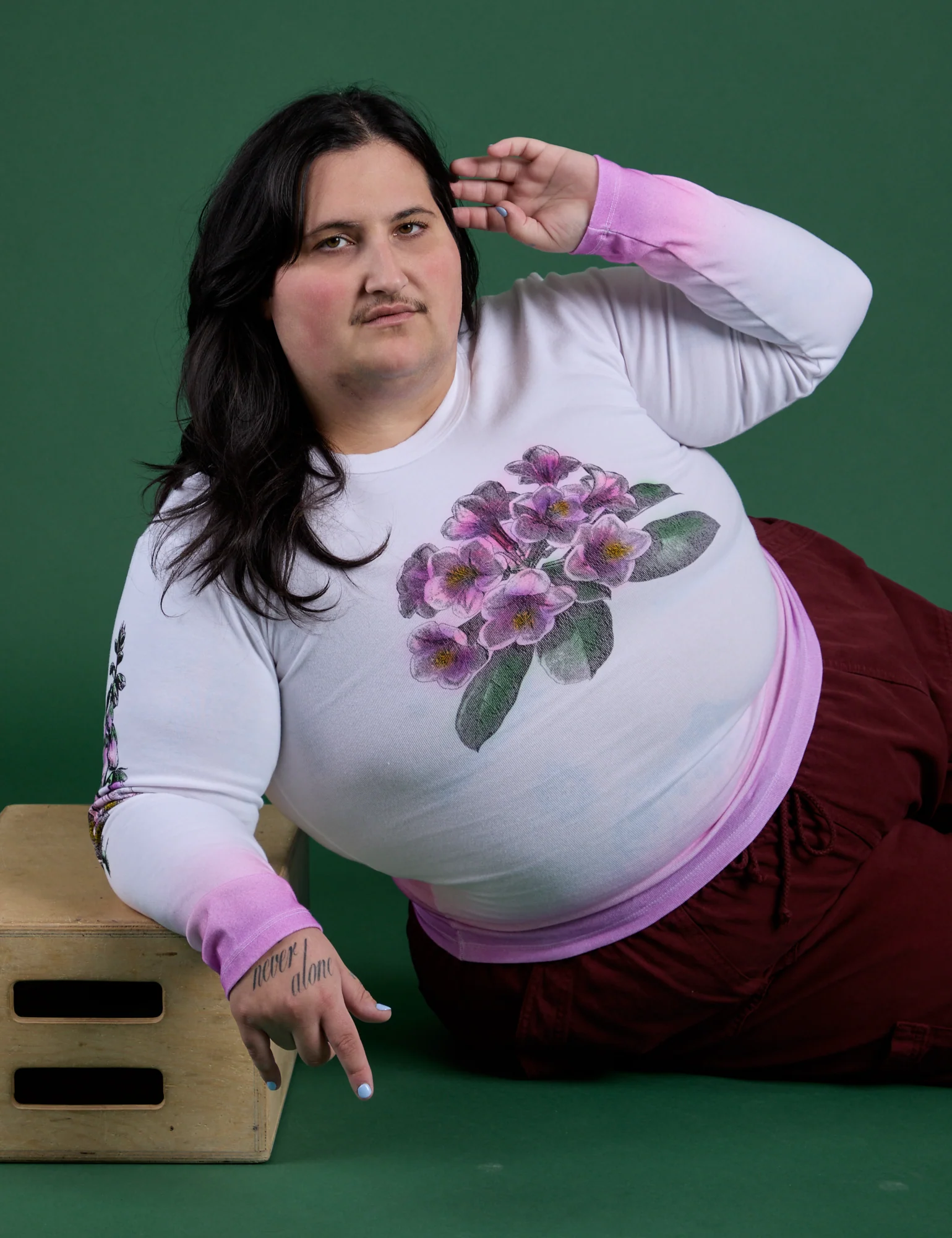 Floral Long Sleeve Baby Tee - Pink - Image 14