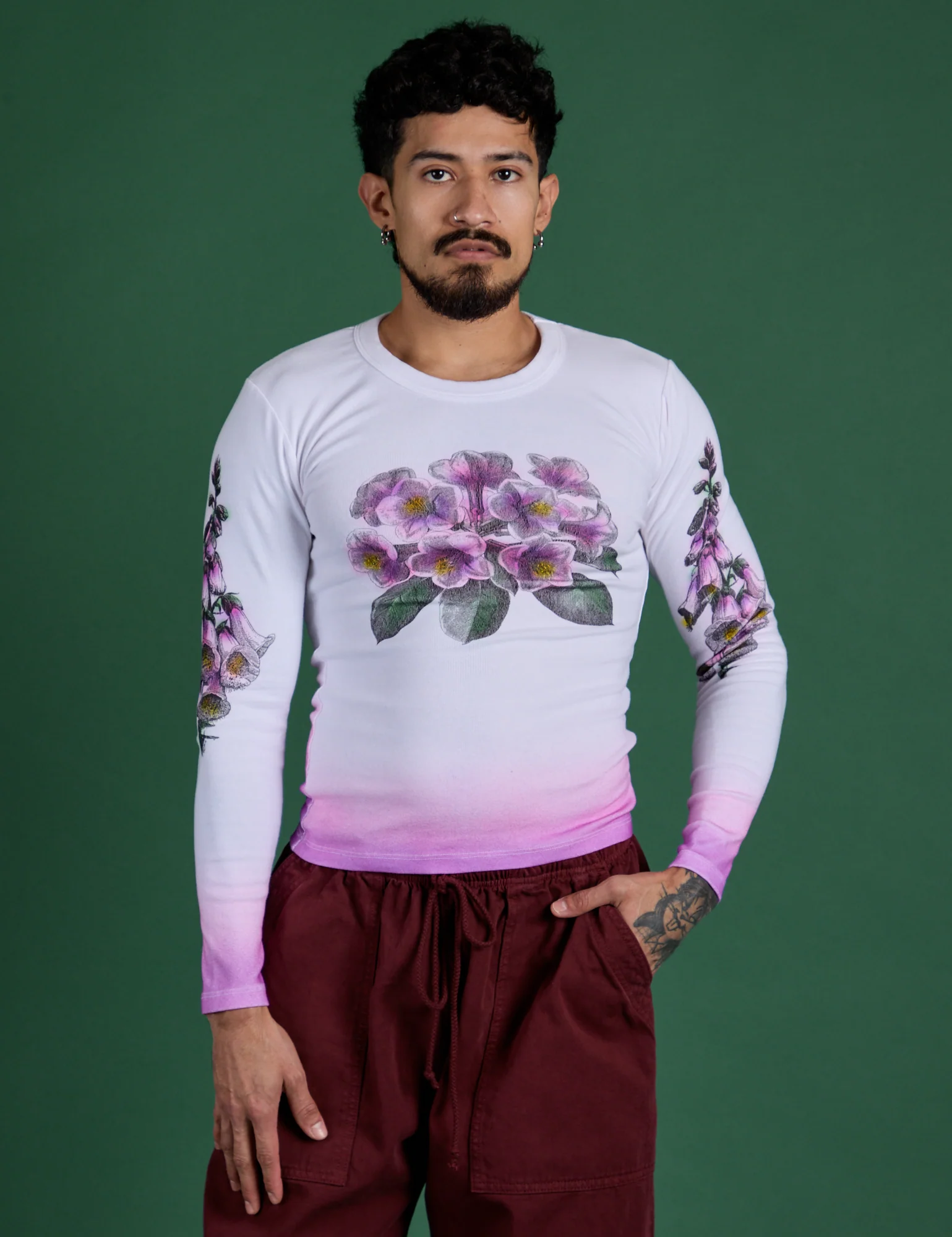 Floral Long Sleeve Baby Tee - Pink - Image 16