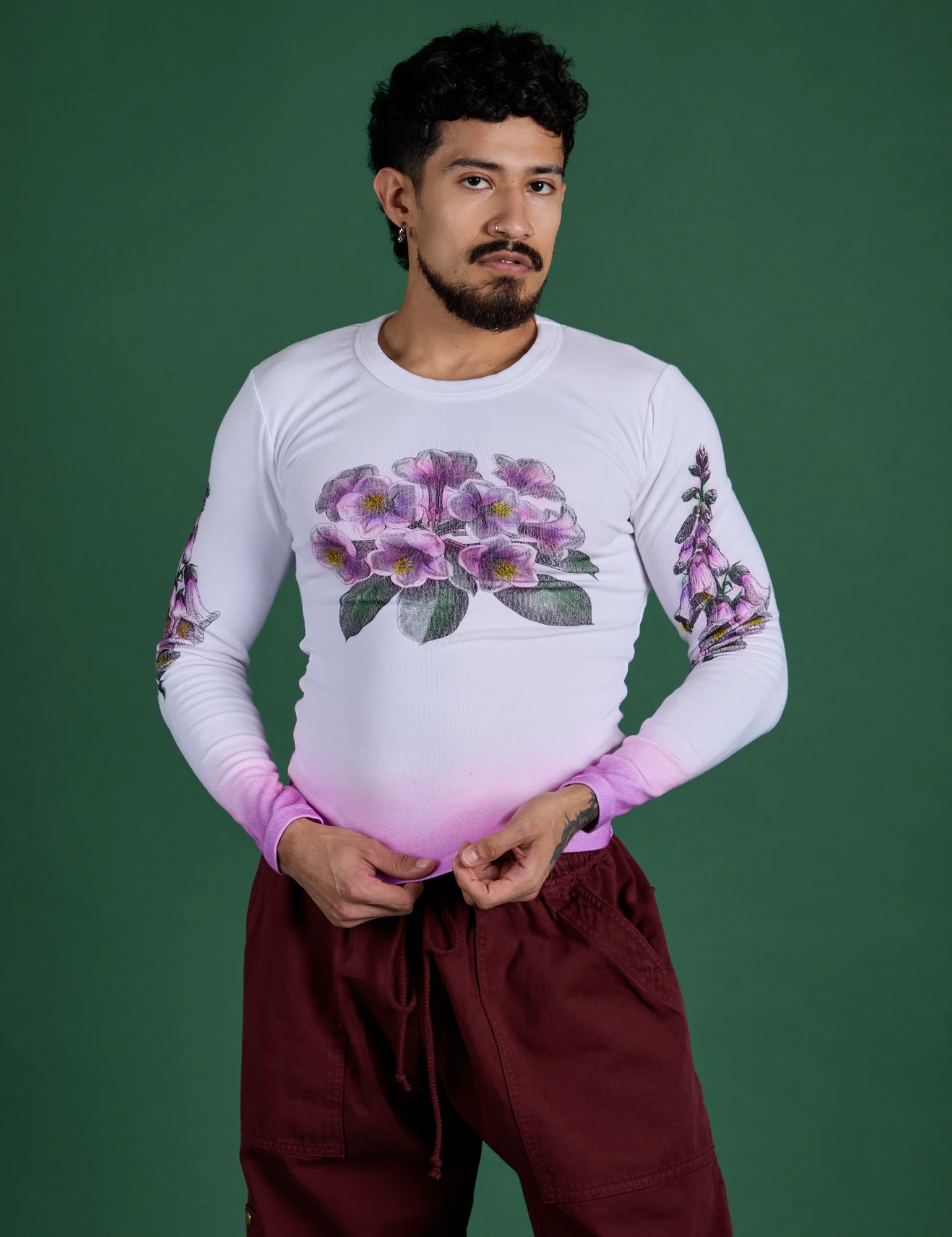 Floral Long Sleeve Baby Tee - Pink - Image 18