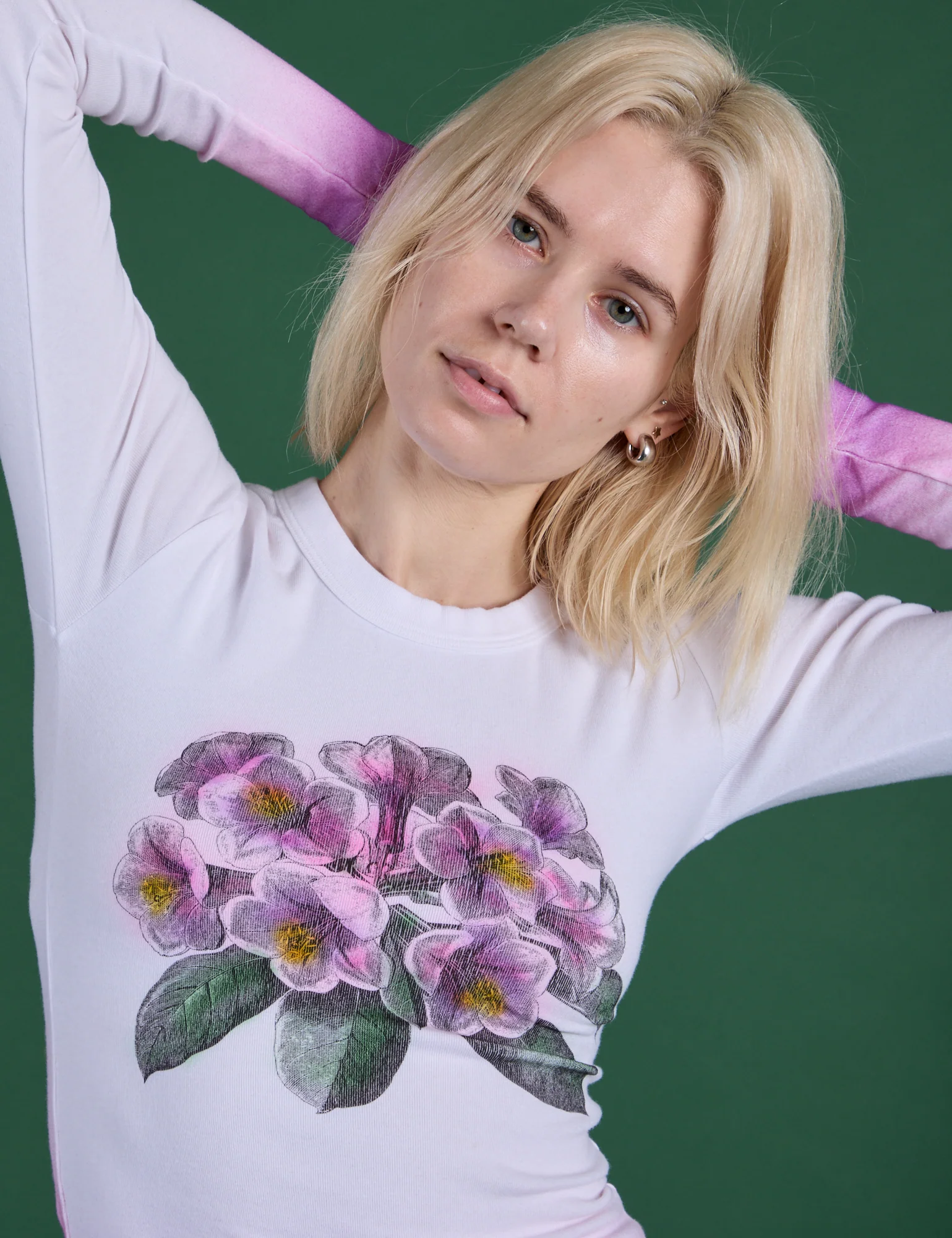 Floral Long Sleeve Baby Tee - Pink - Image 4