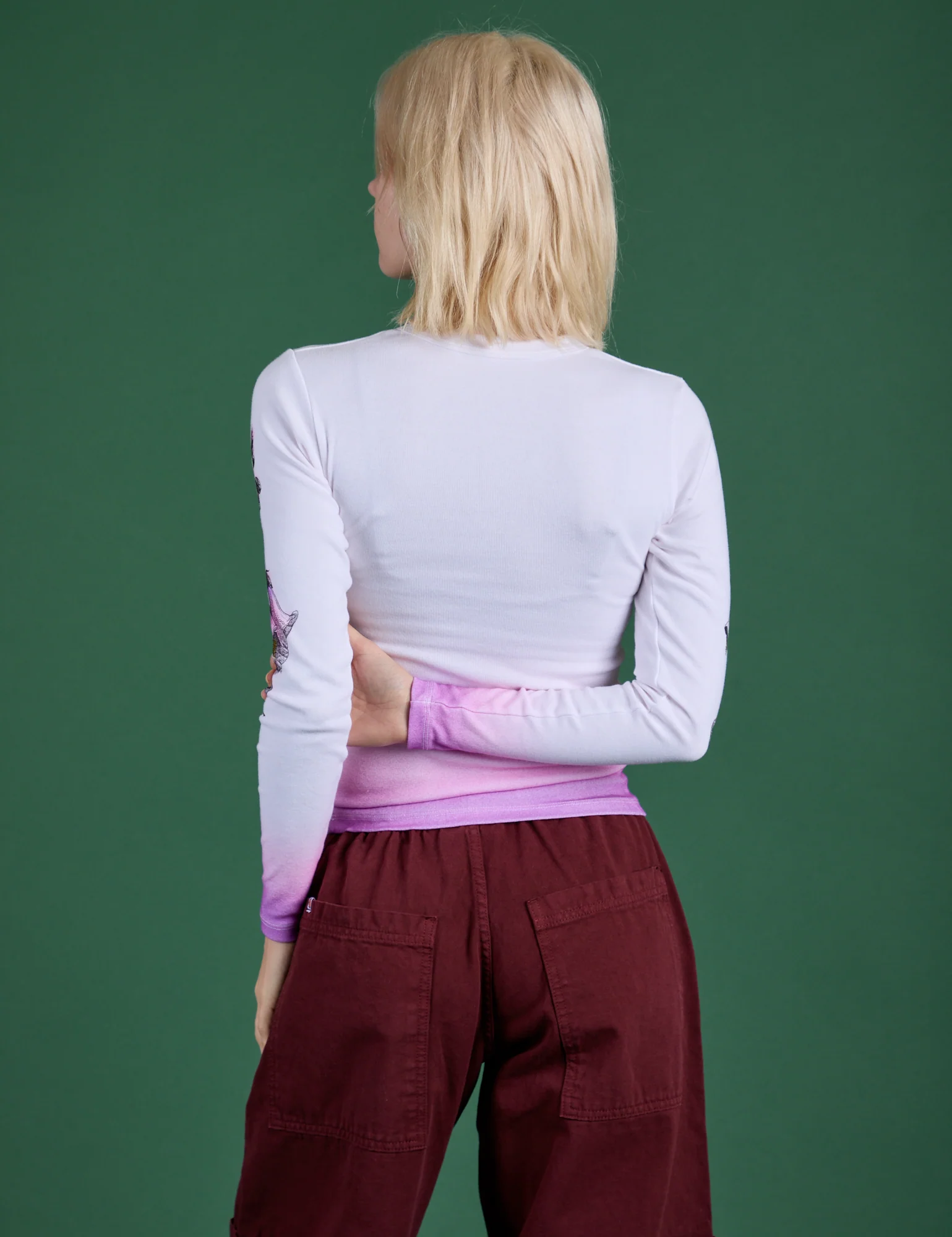 Floral Long Sleeve Baby Tee - Pink - Image 8