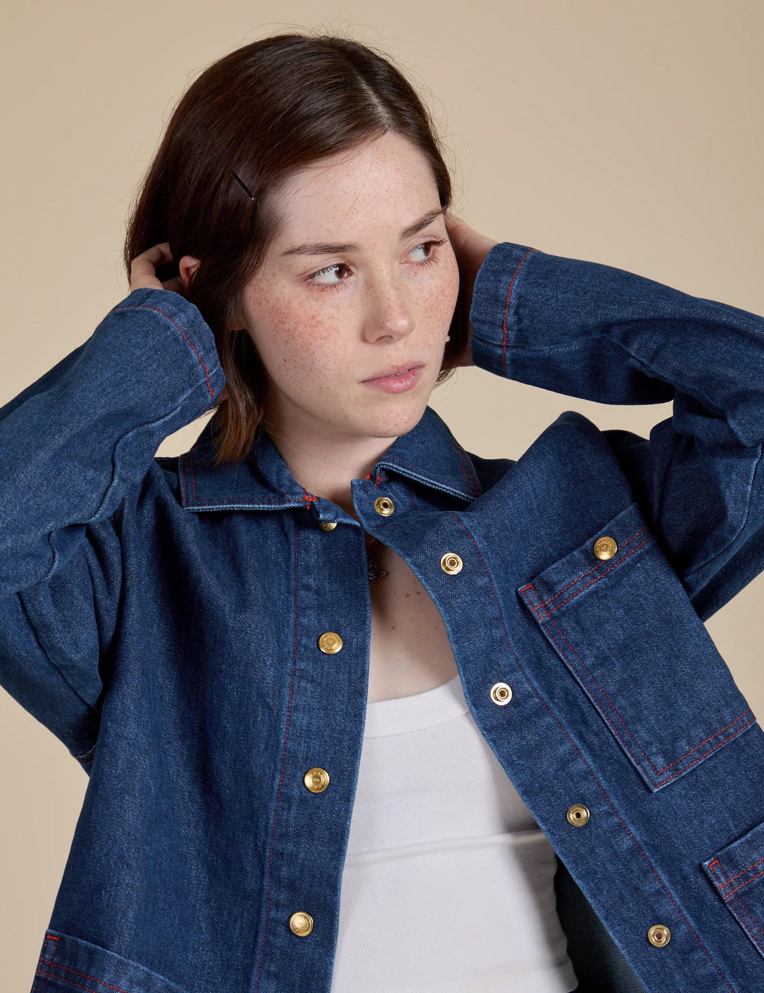 Indigo Denim Work Jacket - Dark Wash - Image 11