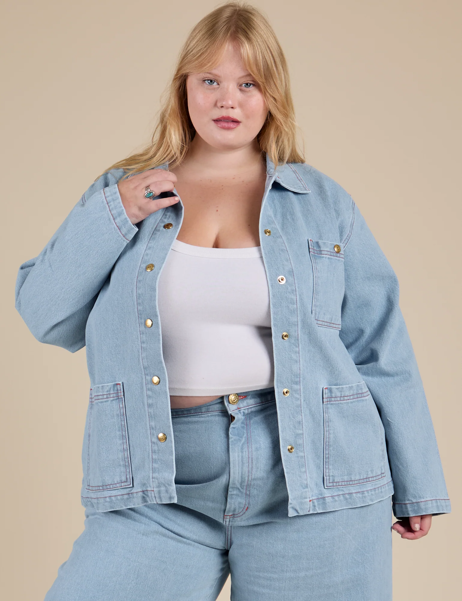 Indigo Denim Work Jacket - Light Wash - Image 12