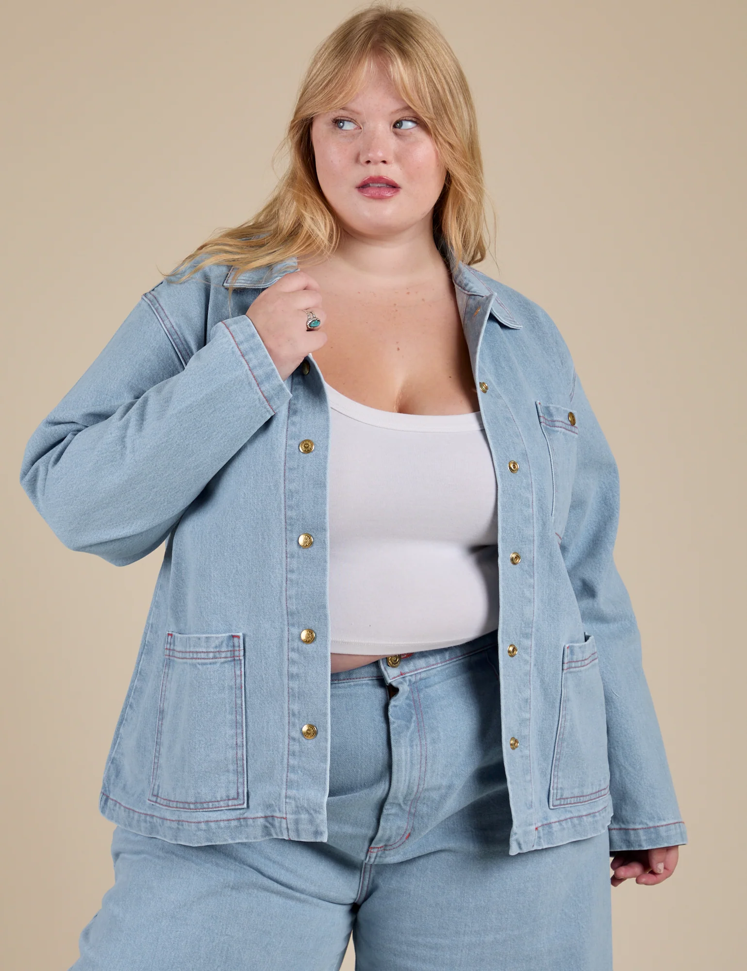 Indigo Denim Work Jacket - Light Wash - Image 14