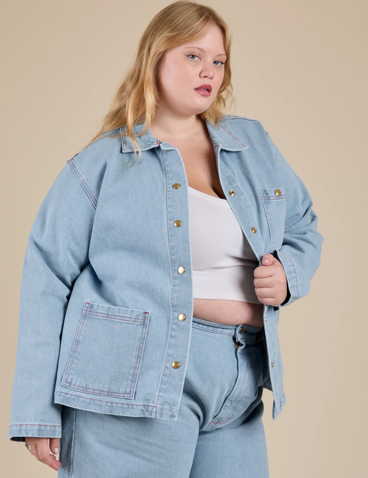 Indigo Denim Work Jacket - Light Wash - Image 15