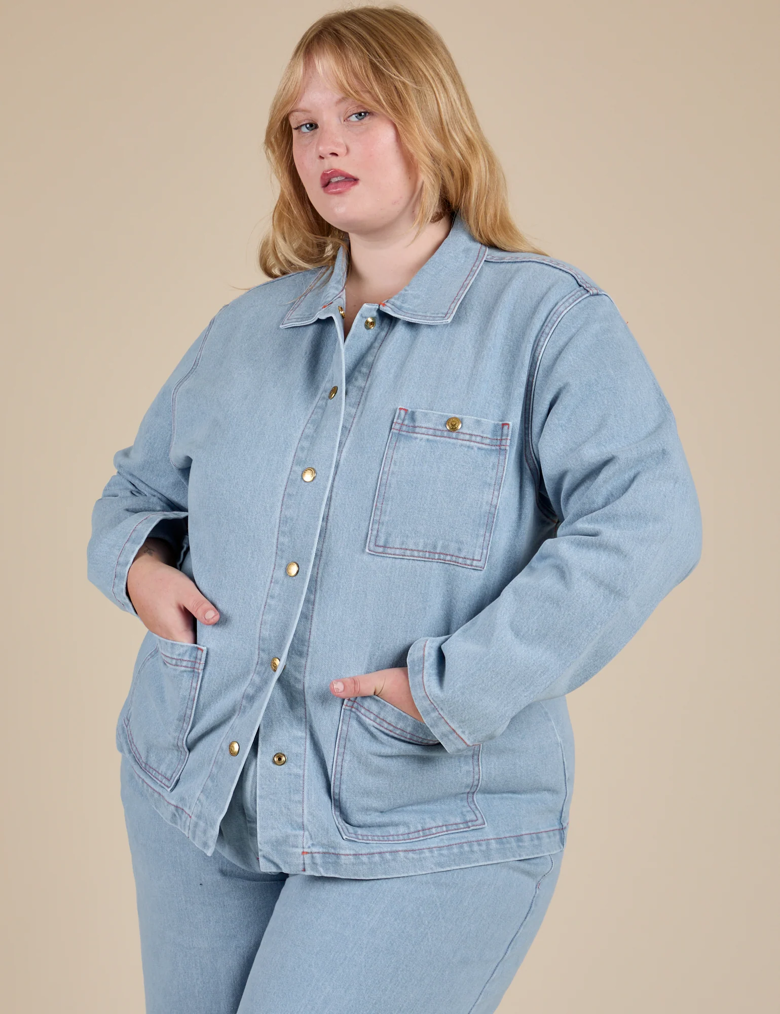 Indigo Denim Work Jacket - Light Wash - Image 16