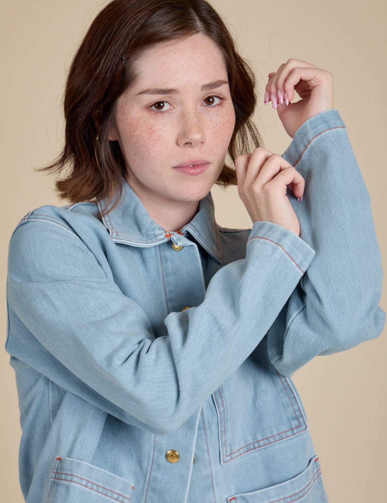 Indigo Denim Work Jacket - Light Wash - Image 22