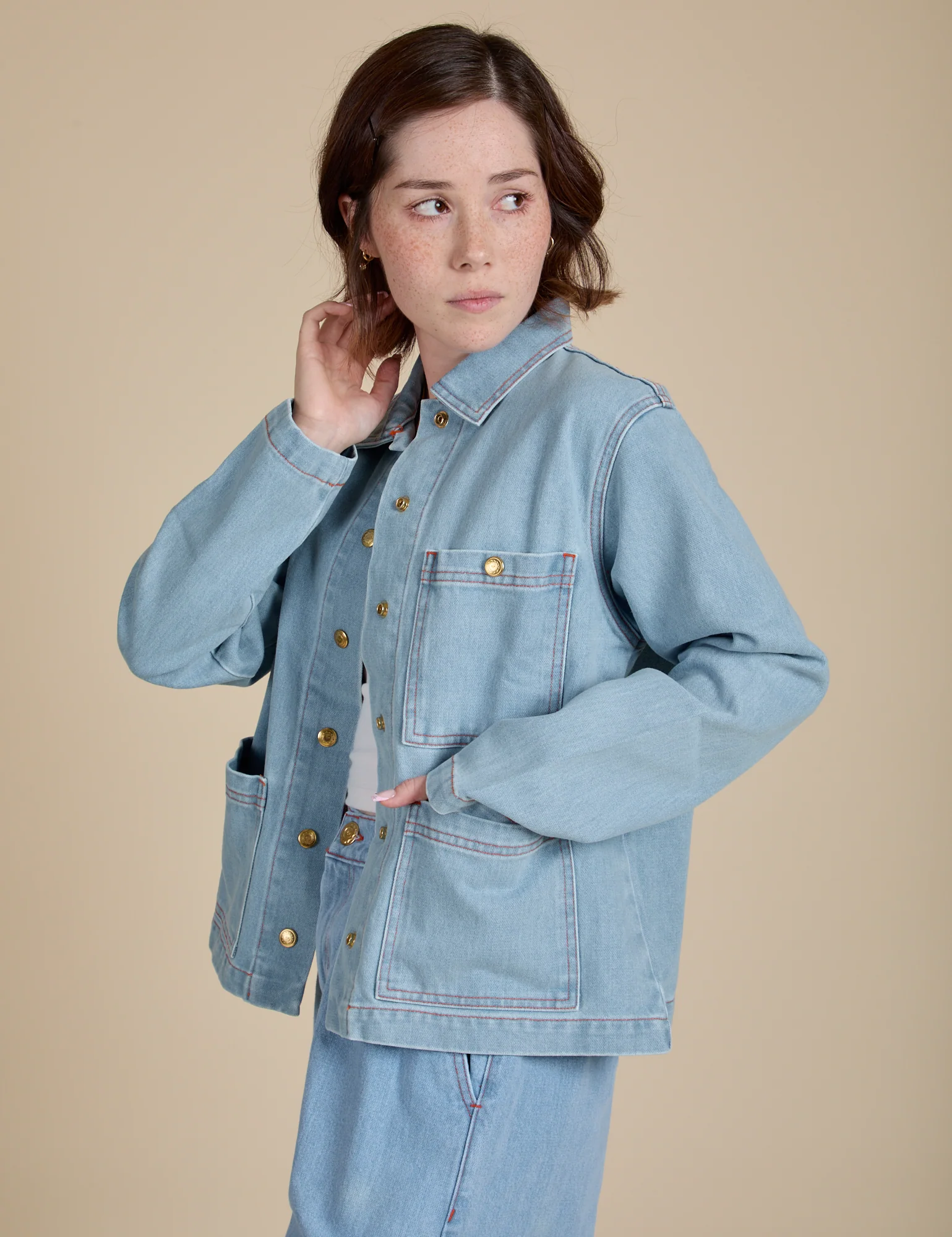 Indigo Denim Work Jacket - Light Wash - Image 23