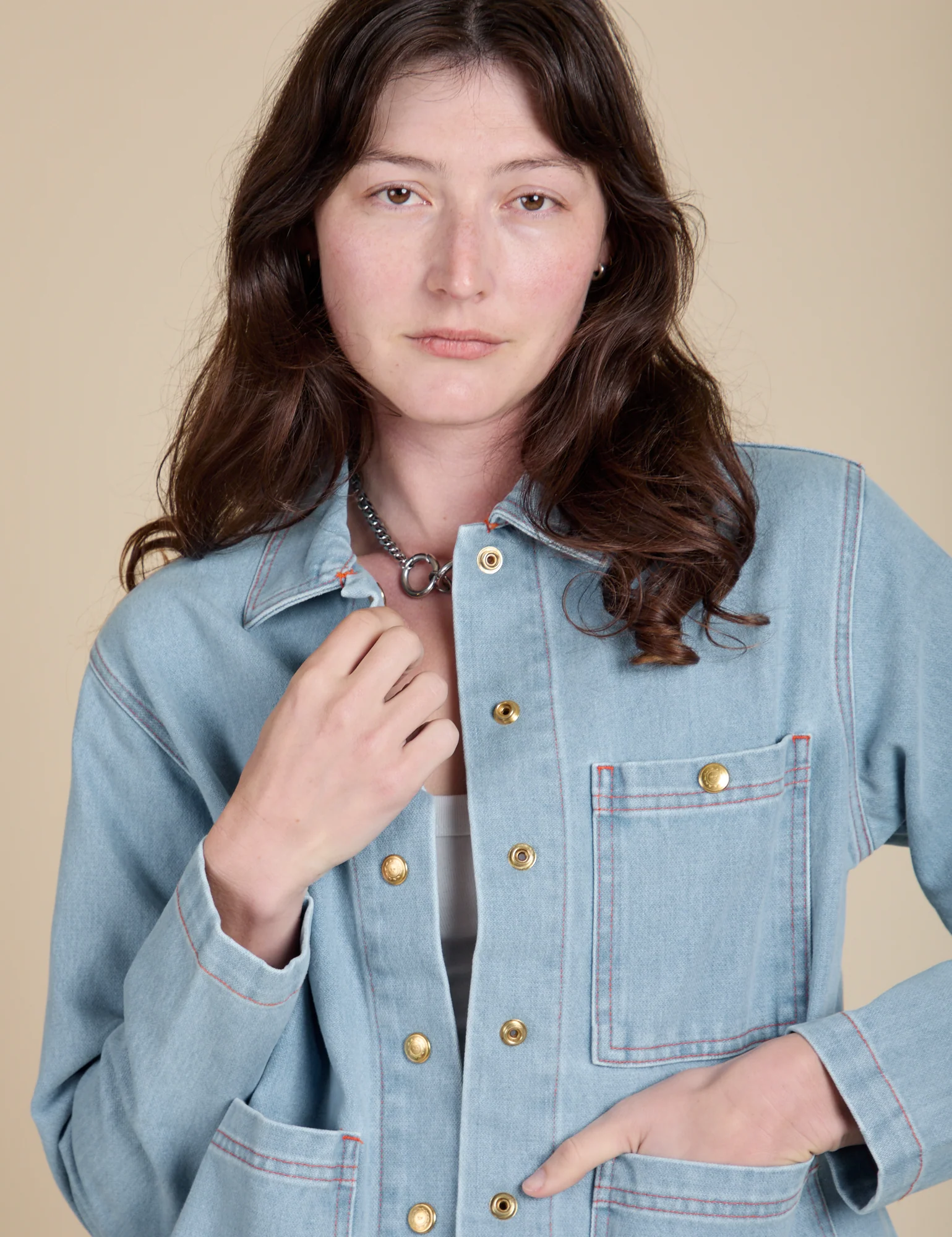Indigo Denim Work Jacket - Light Wash - Image 4