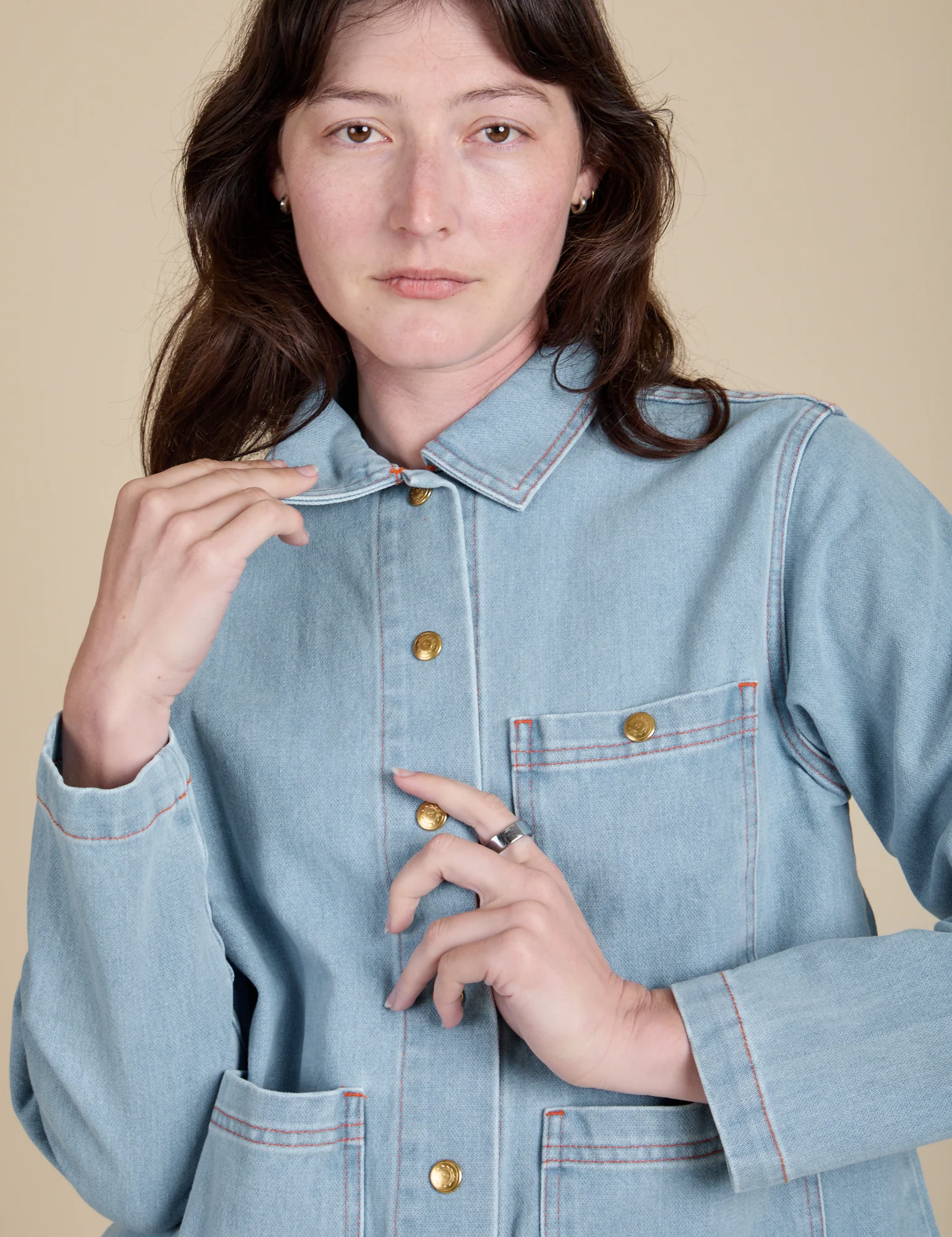 Indigo Denim Work Jacket - Light Wash - Image 7