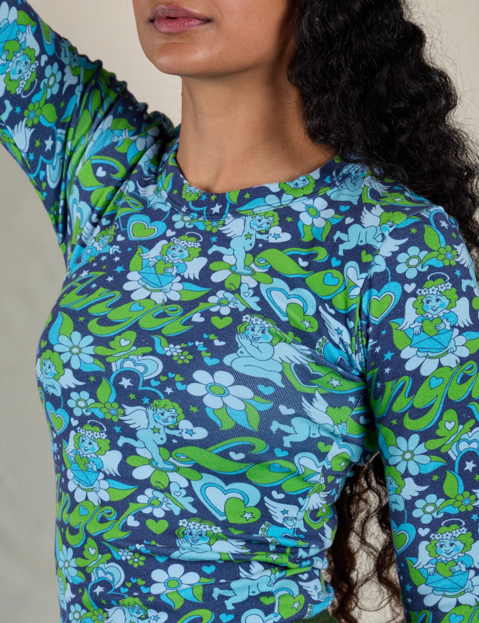 Long Sleeve Baby Tee - Angel Print - Image 15