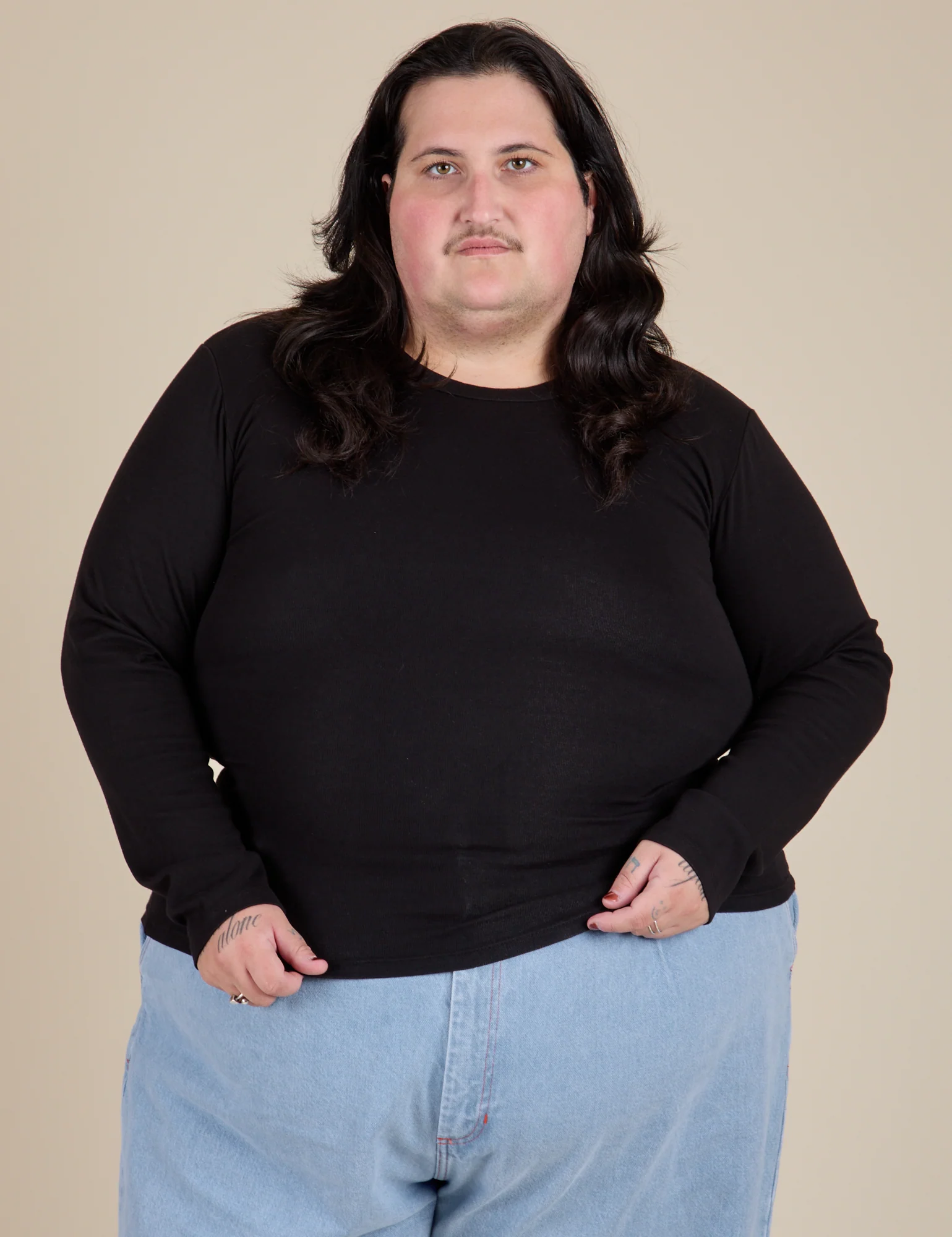 Long Sleeve Baby Tee - Basic Black - Image 12